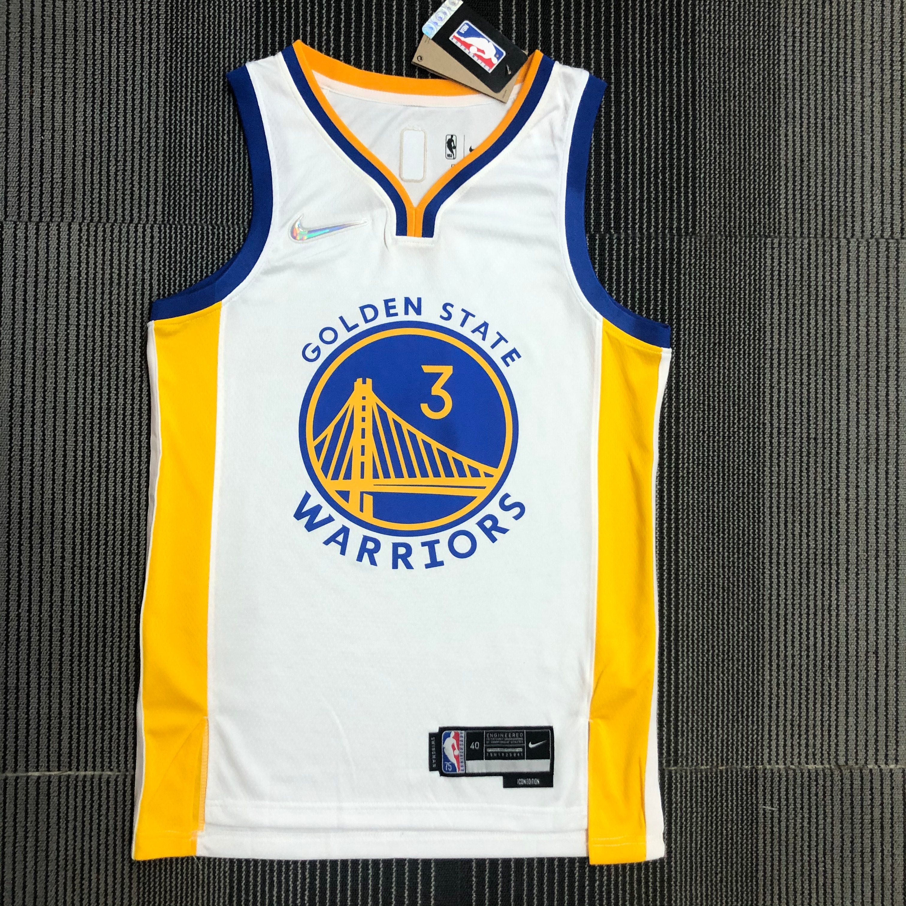 NBA Men 75th Anniversary Golden State Warriors White V-neck #3 POOLE Jersey High Quality Name and Number Print - leoleo123123