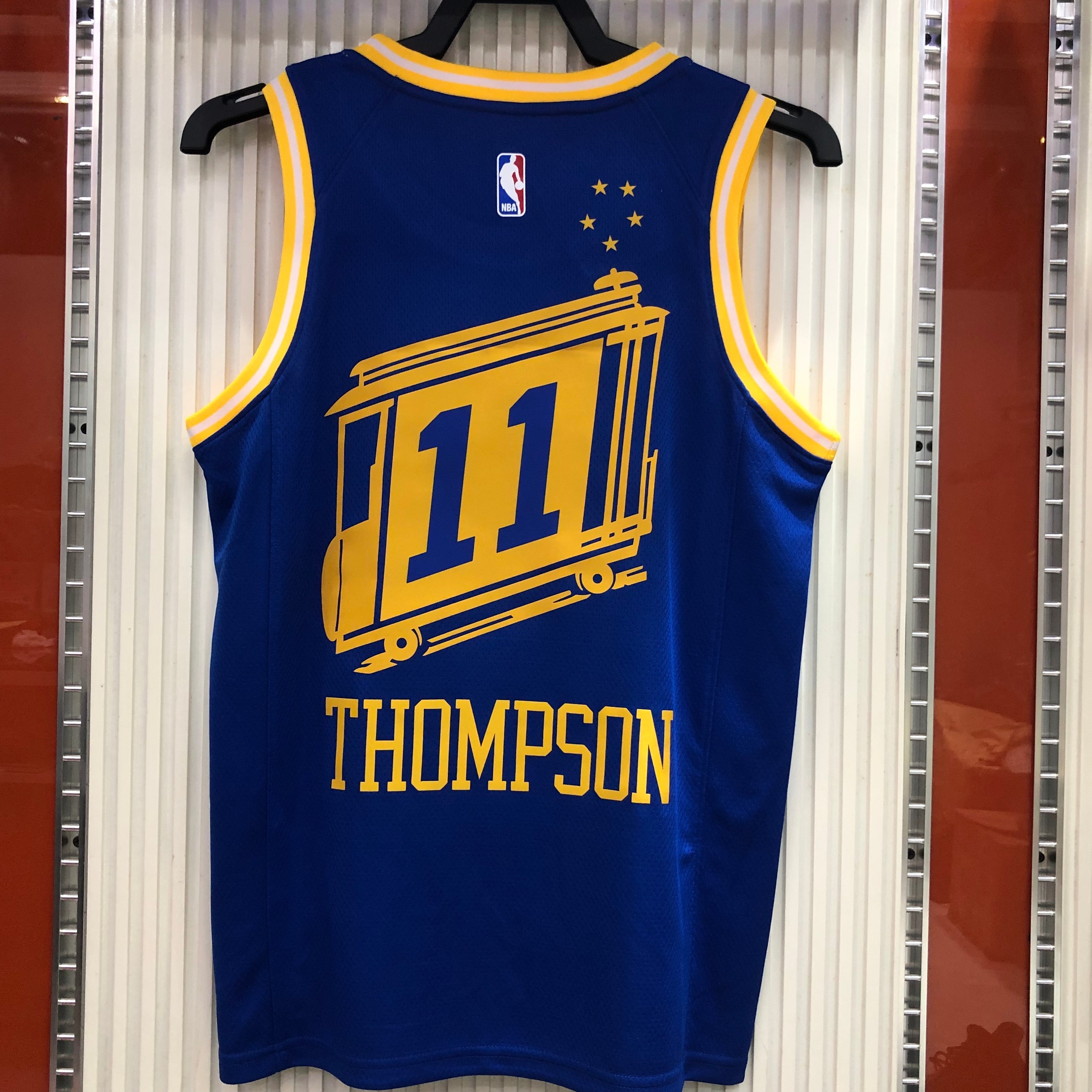NBA Men Season 2021 Golden State Warriors the City Blue #11 THOMPSON Jersey High Quality Name and Number Print - leoleo123123