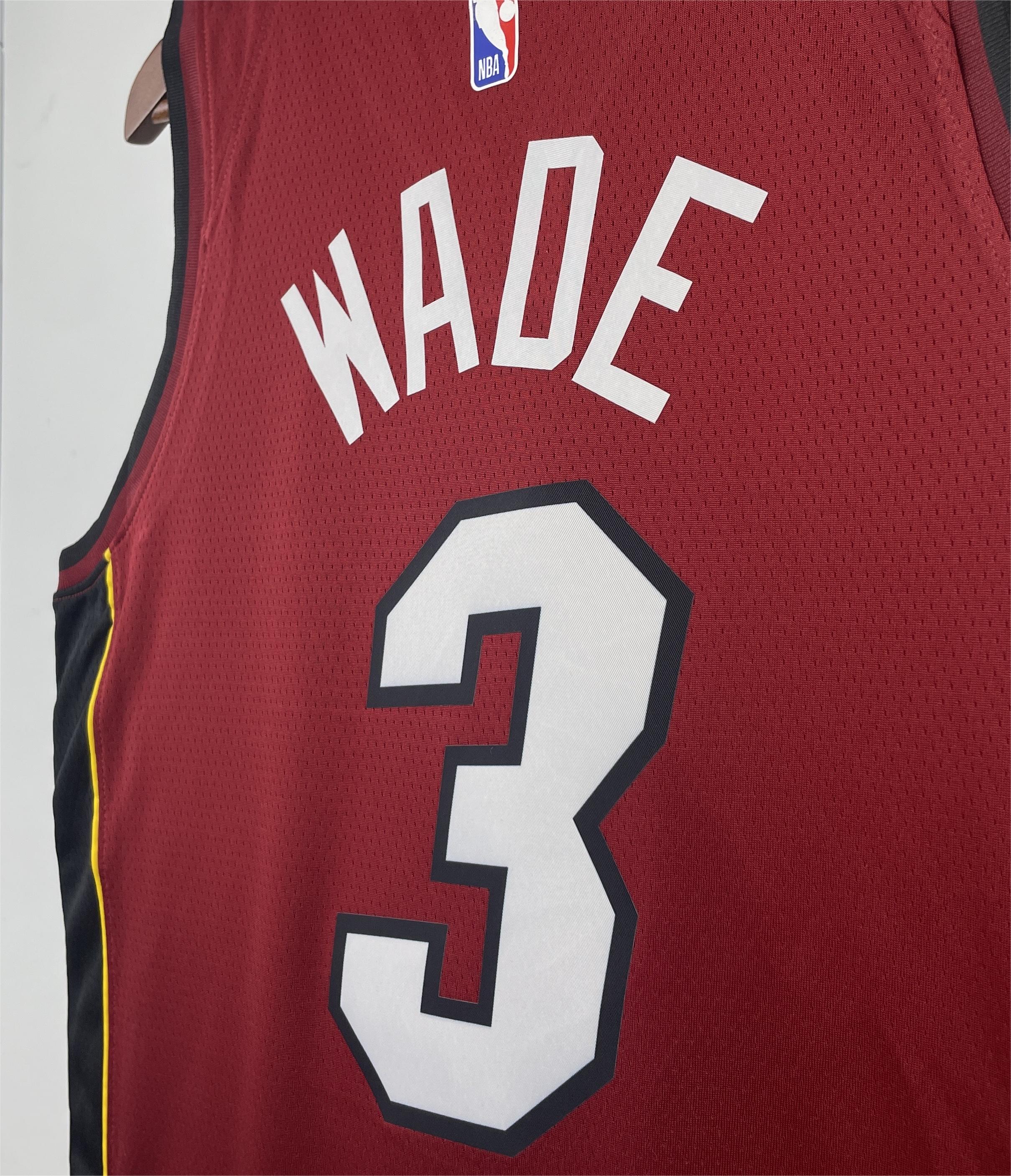 NBA Men Season 2023 Miami Heat Red #3 WADE Jersey High Quality Name and Number Print - leoleo123123