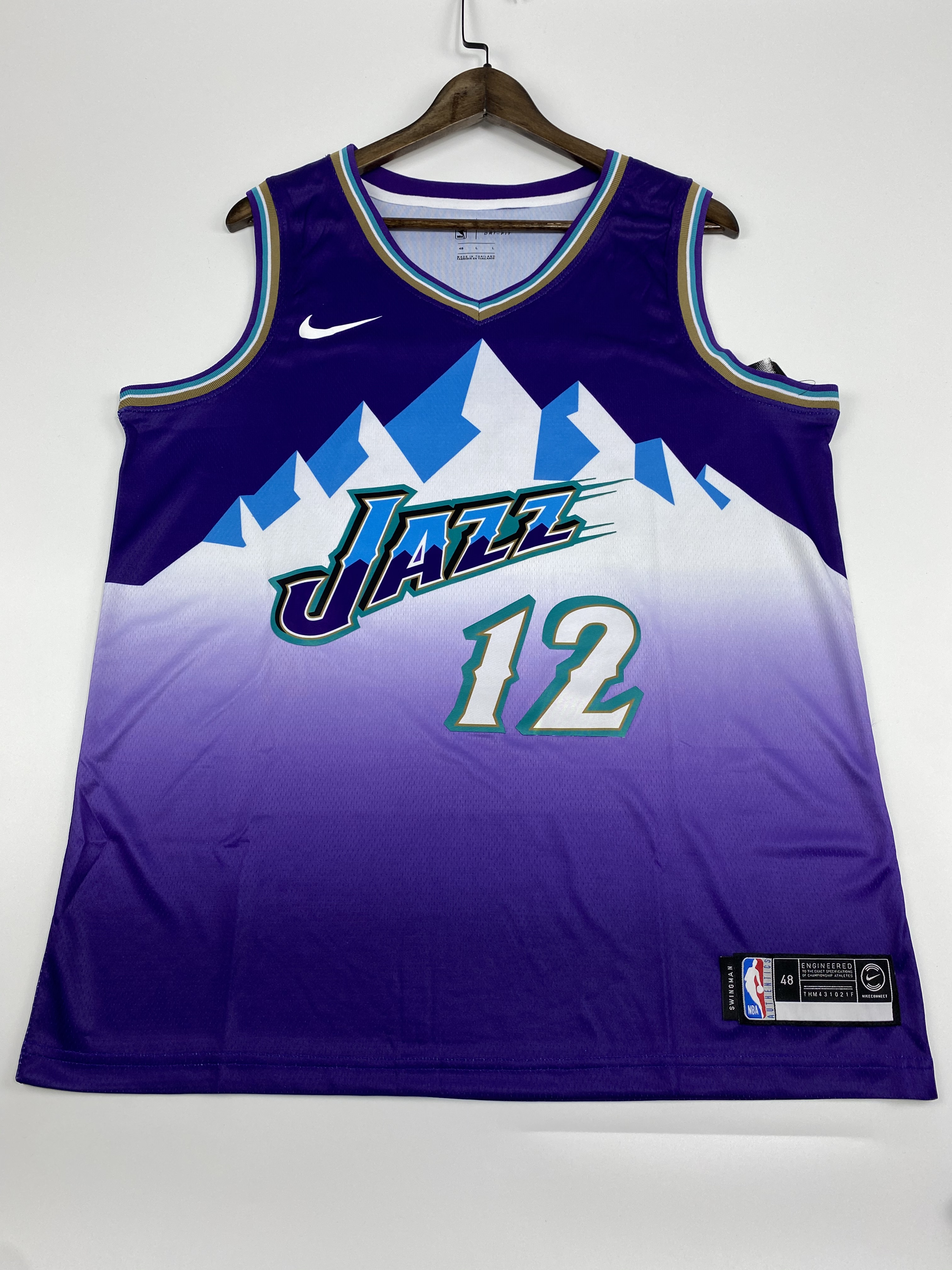 NBA Men Utah Jazz Purple Snow Mountain #12 STOCKTON Jersey High Quality Name and Number Print - leoleo123123
