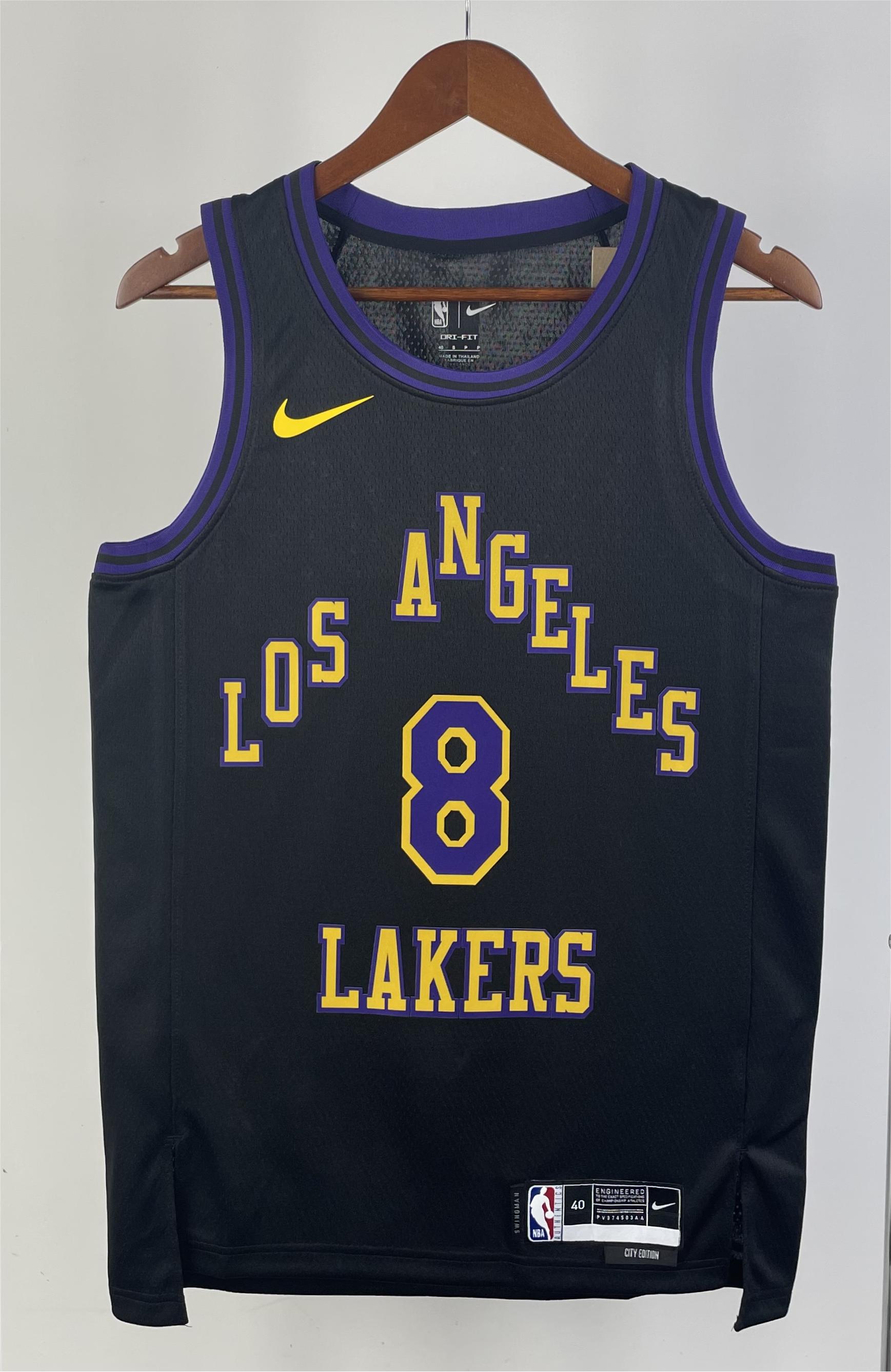 NBA Men 2024 Los Angeles Lakers Black City Version #8 BRYANT Jersey High Quality Name and Number Print - leoleo123123
