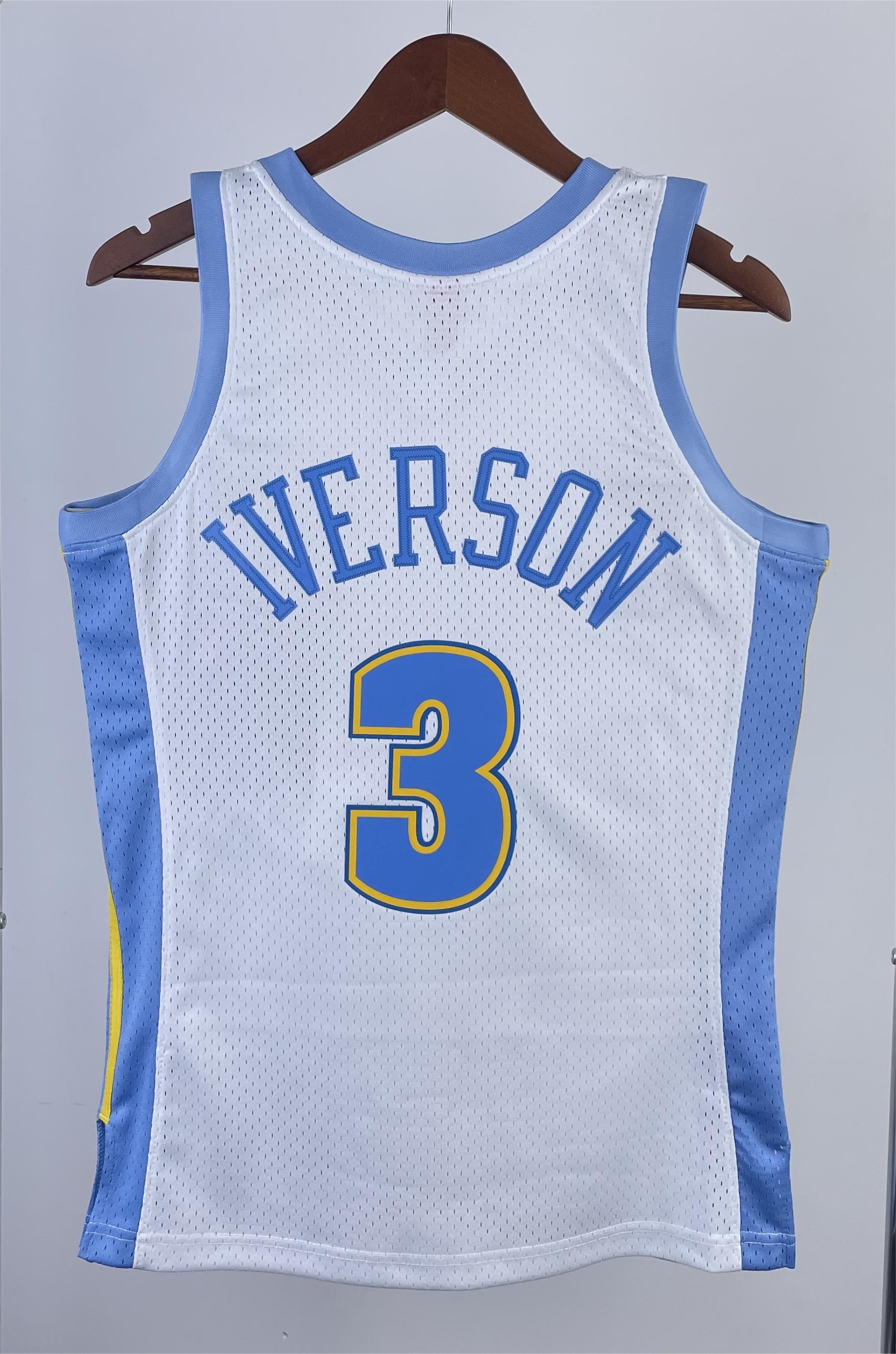 NBA Men Season 06-07 Denver Nuggets White #3 IVERSON Jersey High Quality Name and Number Print - leoleo123123