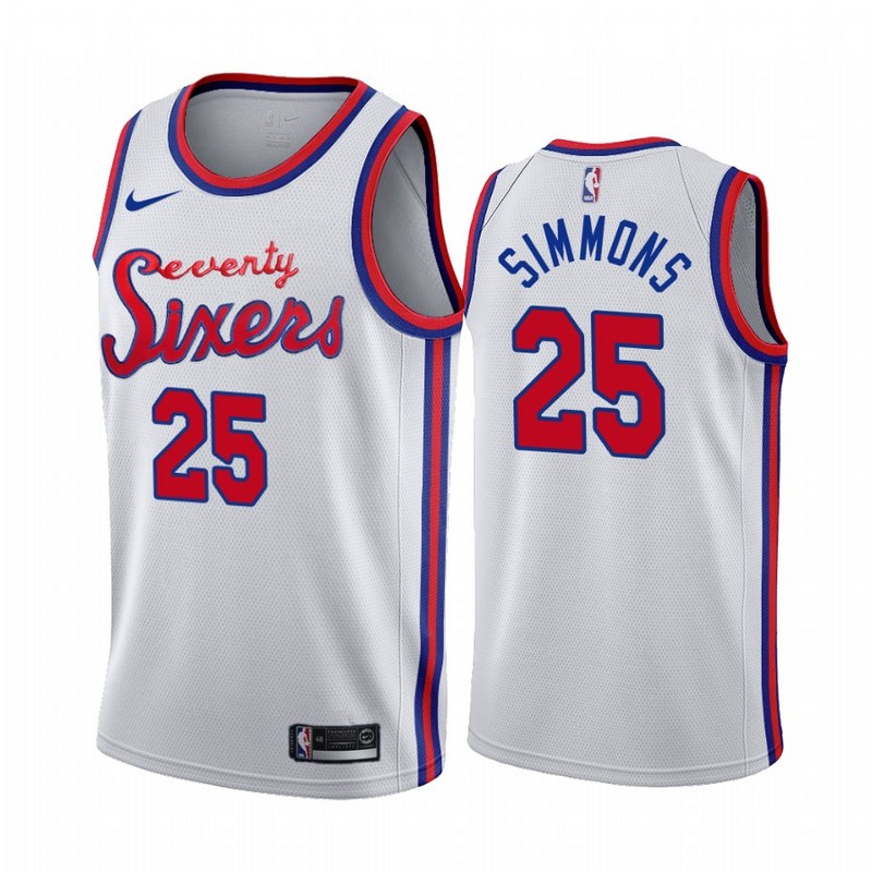 NBA Men Philadelphia 76ers 19-20 Season White #25 SIMMONS Jersey High Quality Name and Number Print - leoleo123123