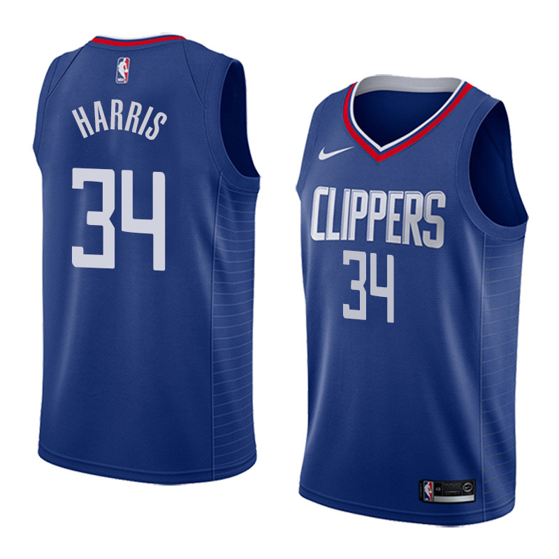 NBA Men Los Angeles Clippers Blue #34 HARRIS Jersey High Quality Name and Number Print - leoleo123123