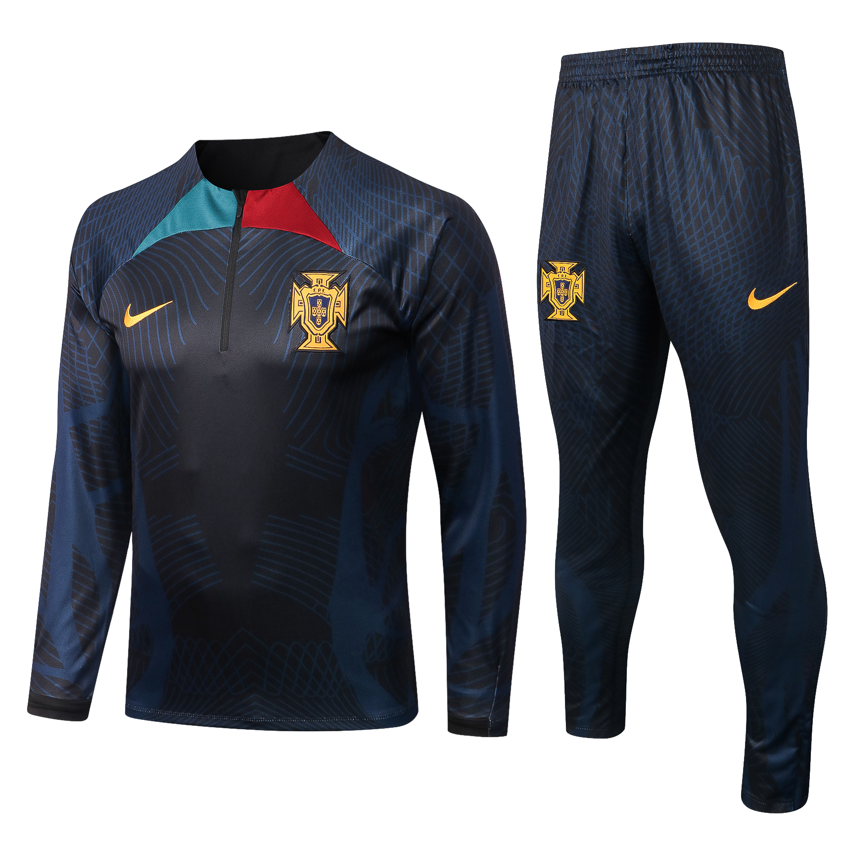 22-23 Portugal Black Sweater Tracksuit with Ink-jet Printing Thai Quality - leoleo123123