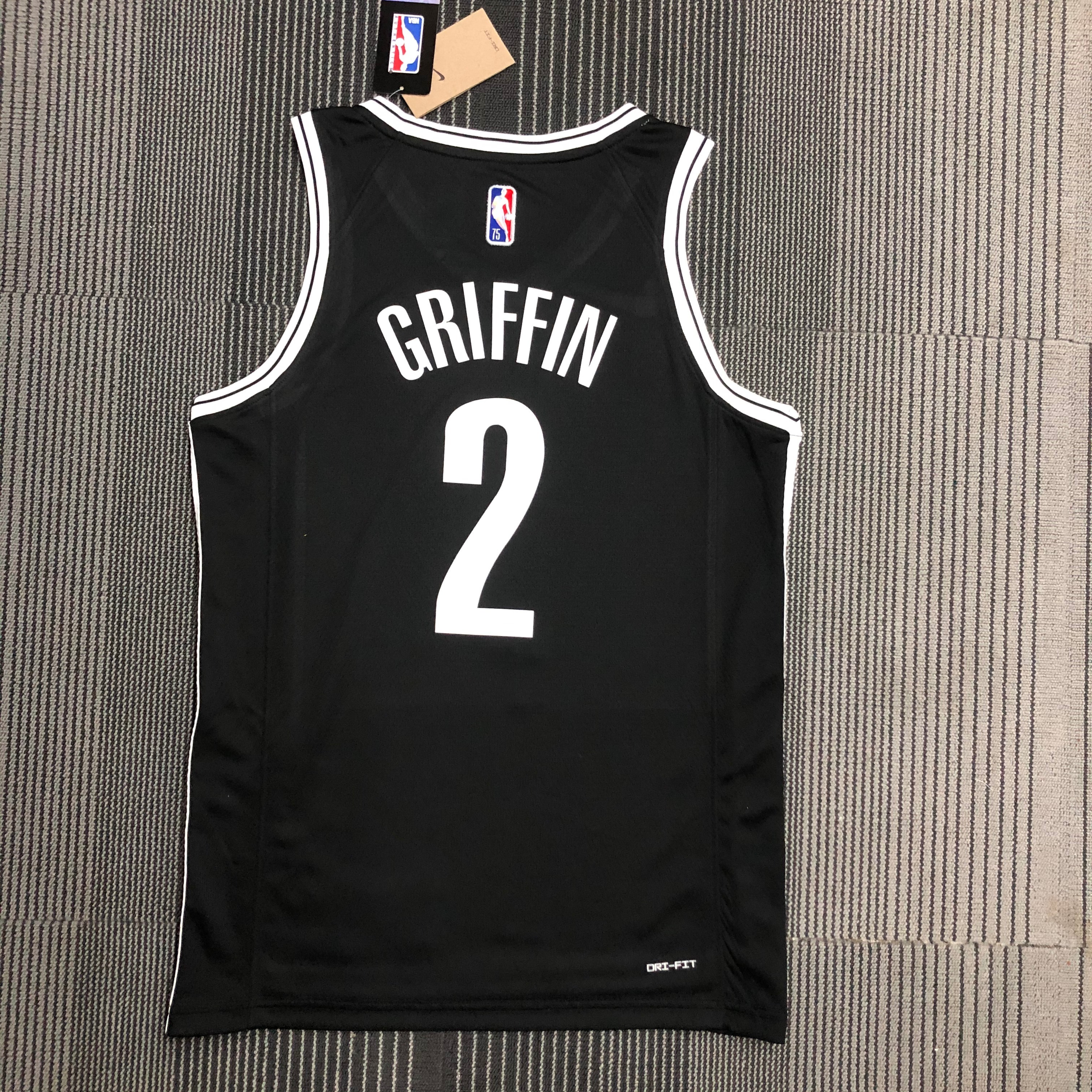 NBA Men 75th Anniversary Brooklyn Nets Black #2 GRIFFIN Jersey High Quality Name and Number Print - leoleo123123