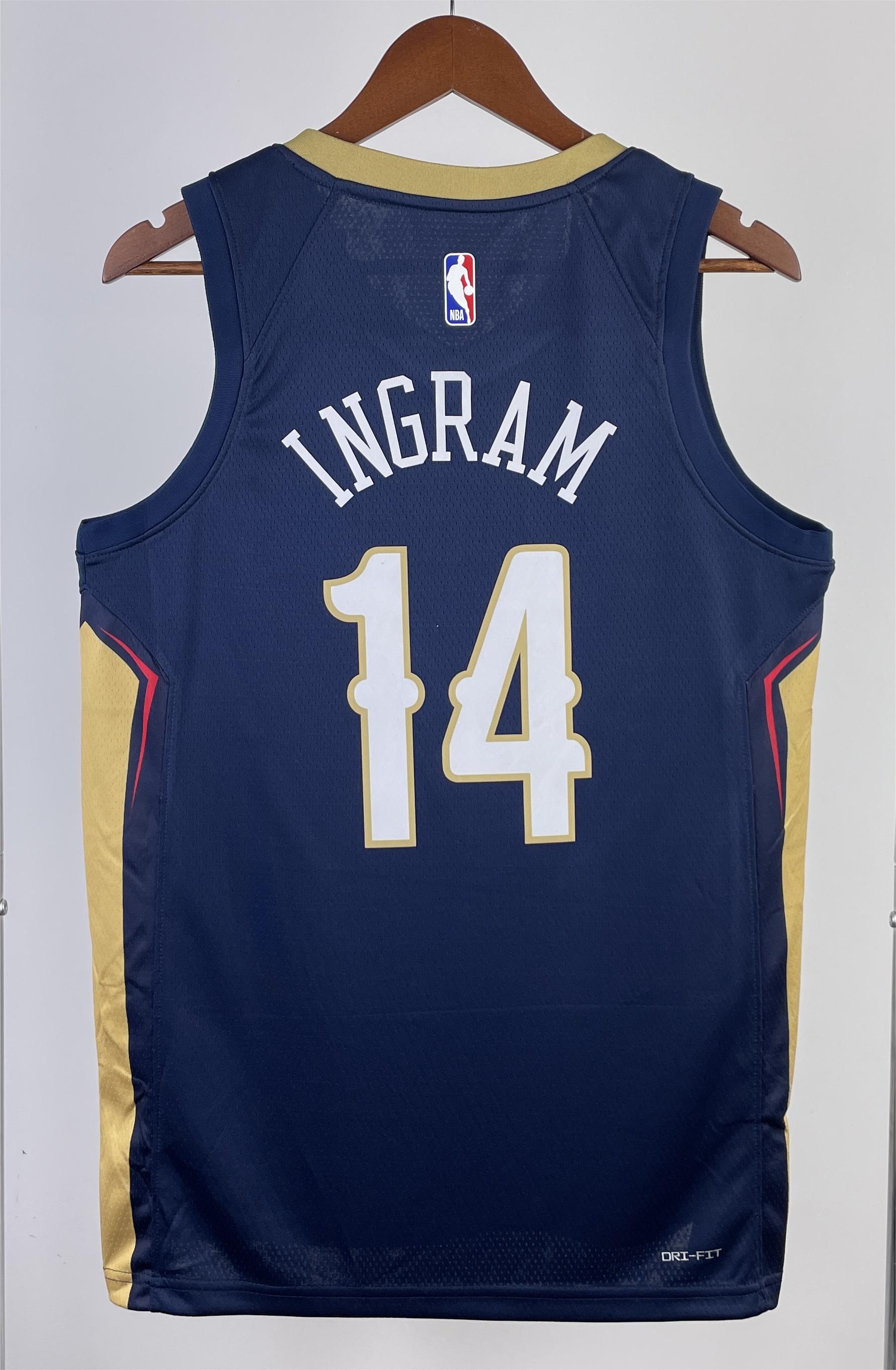 NBA Men 2022/23 New Orleans Pelicans Dark Blue #14 INGRAM Jersey High Quality Name and Number Print - leoleo123123
