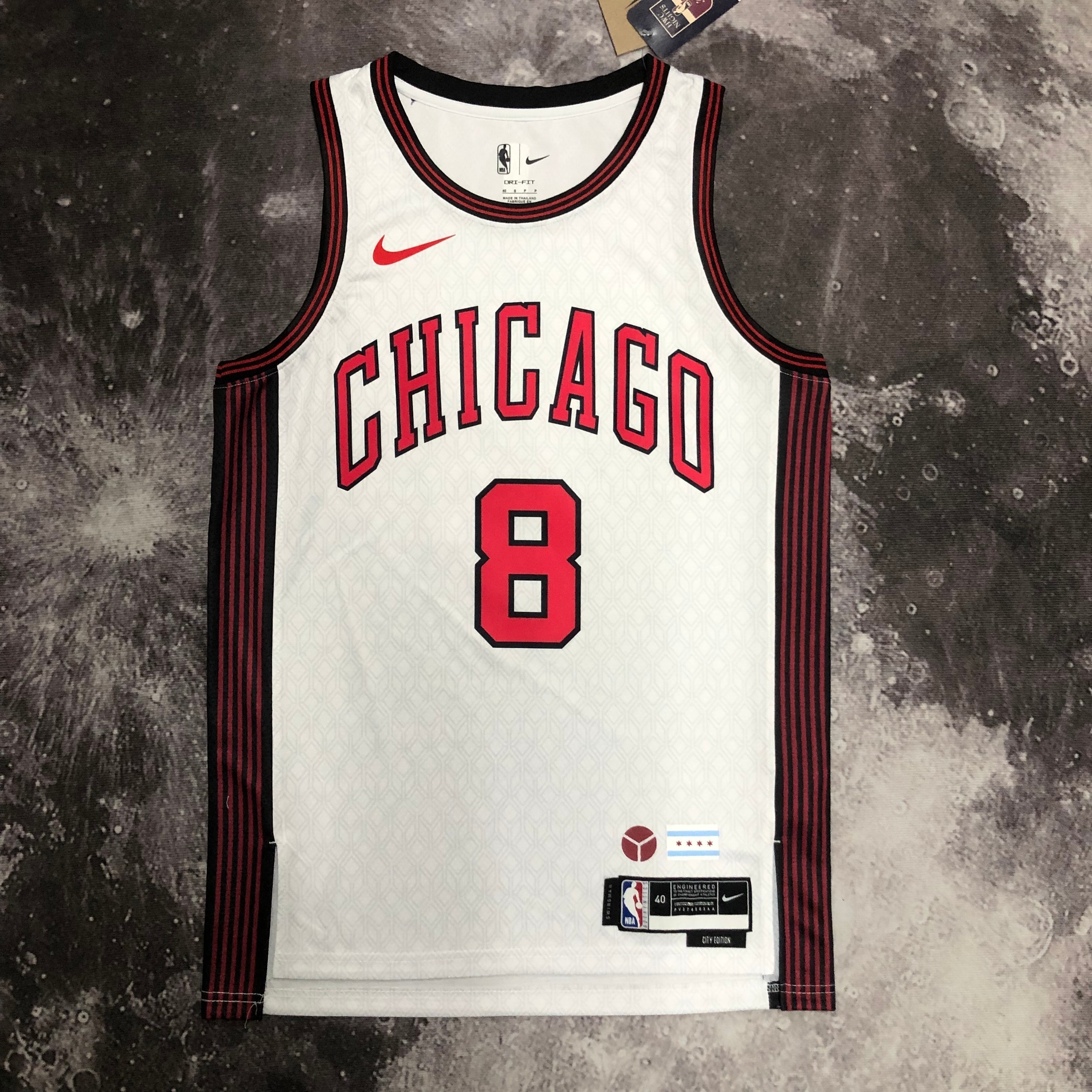 NBA Men 2023 Chicago Bulls City Version White #8 LAVINE Jersey High Quality Name and Number Print - leoleo123123