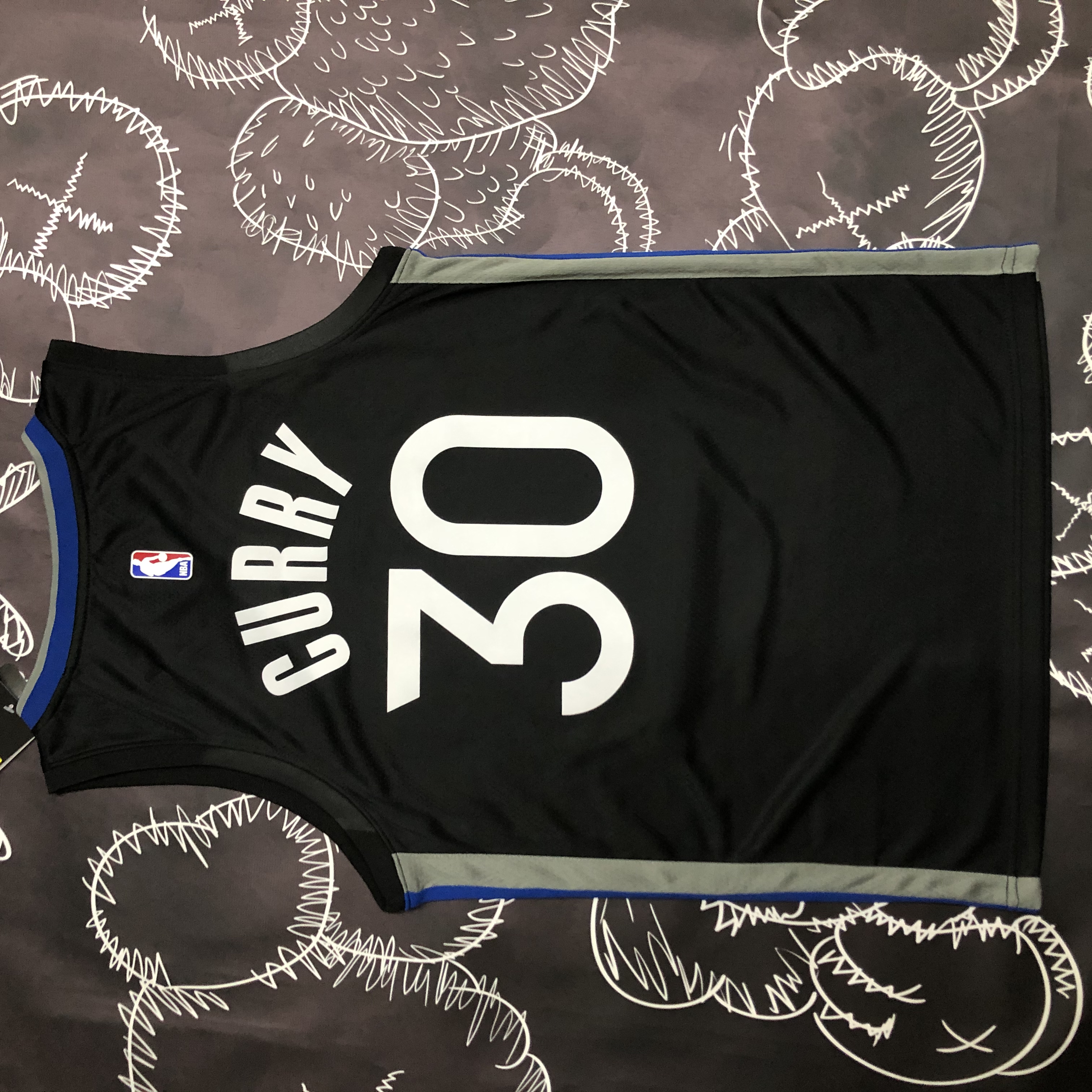 NBA Men Season 2020 Golden State Warriors Black Grey #30 CURRY Jersey High Quality Name and Number Print - leoleo123123