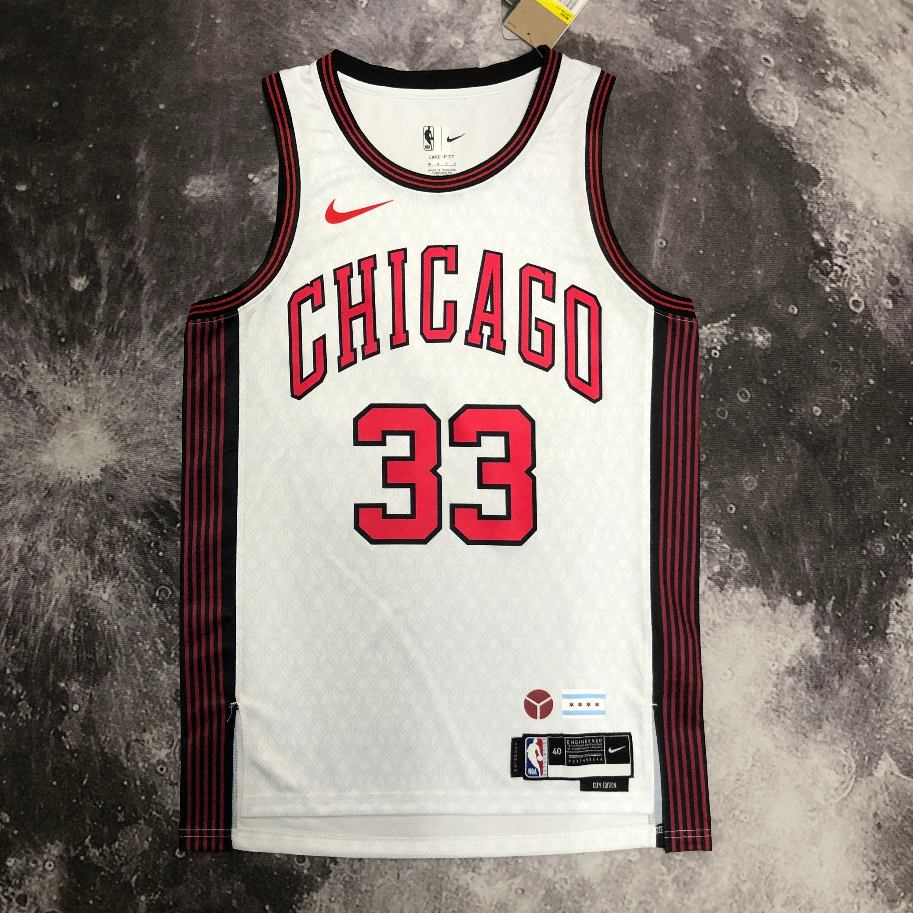 NBA Men 2023 Chicago Bulls City Version White #33 PIPPEN Jersey High Quality Name and Number Print - leoleo123123