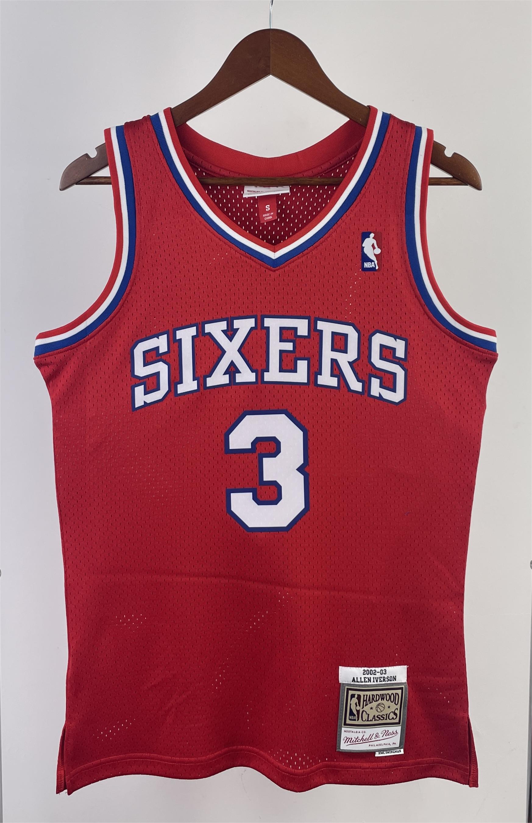NBA Men 96-97 Youth Philadelphia 76ers Red #3 IVERSON Classics Swingman Jersey - leoleo123123