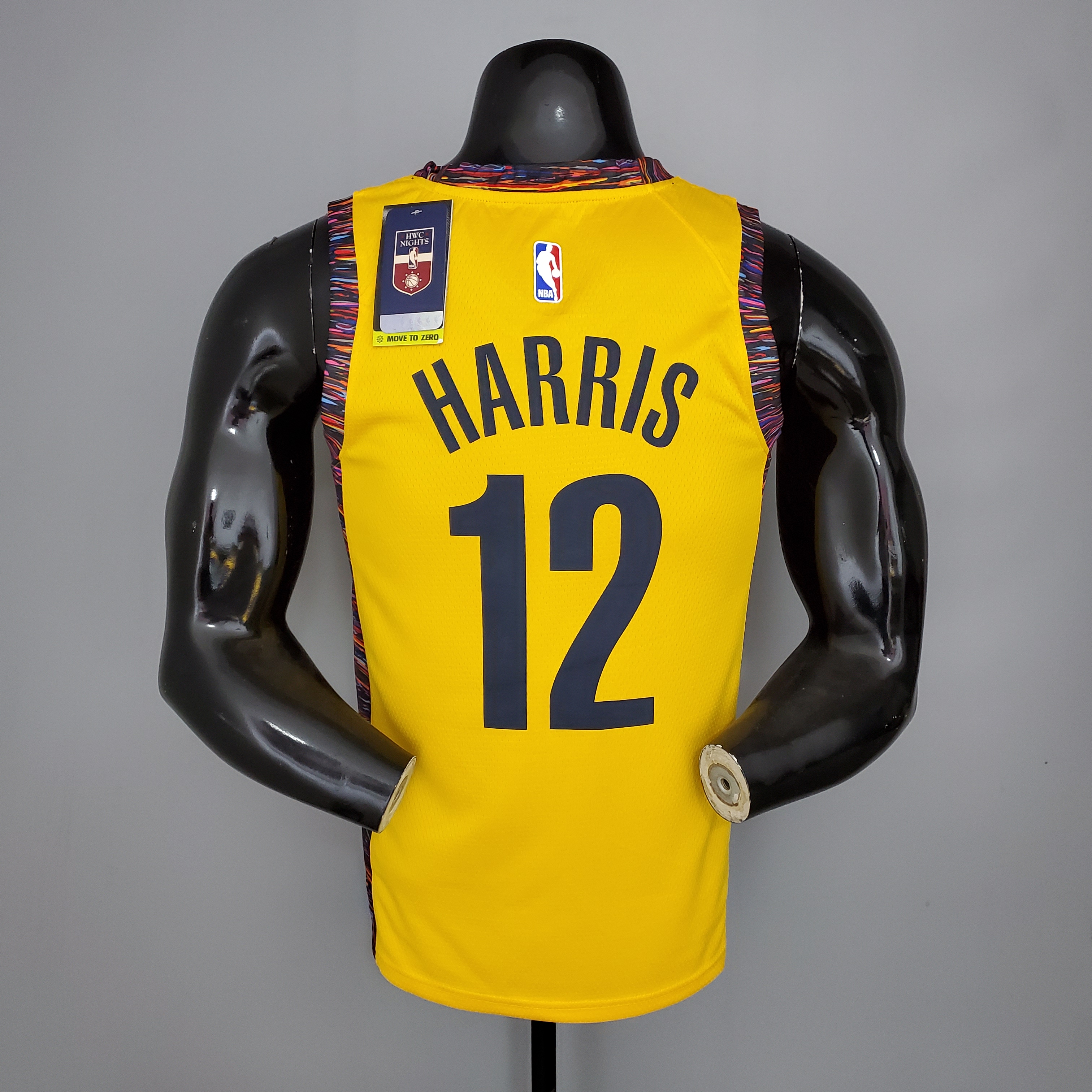 NBA Men Brooklyn Nets Yellow #12 HARRIS Jersey High Quality Name and Number Print - leoleo123123