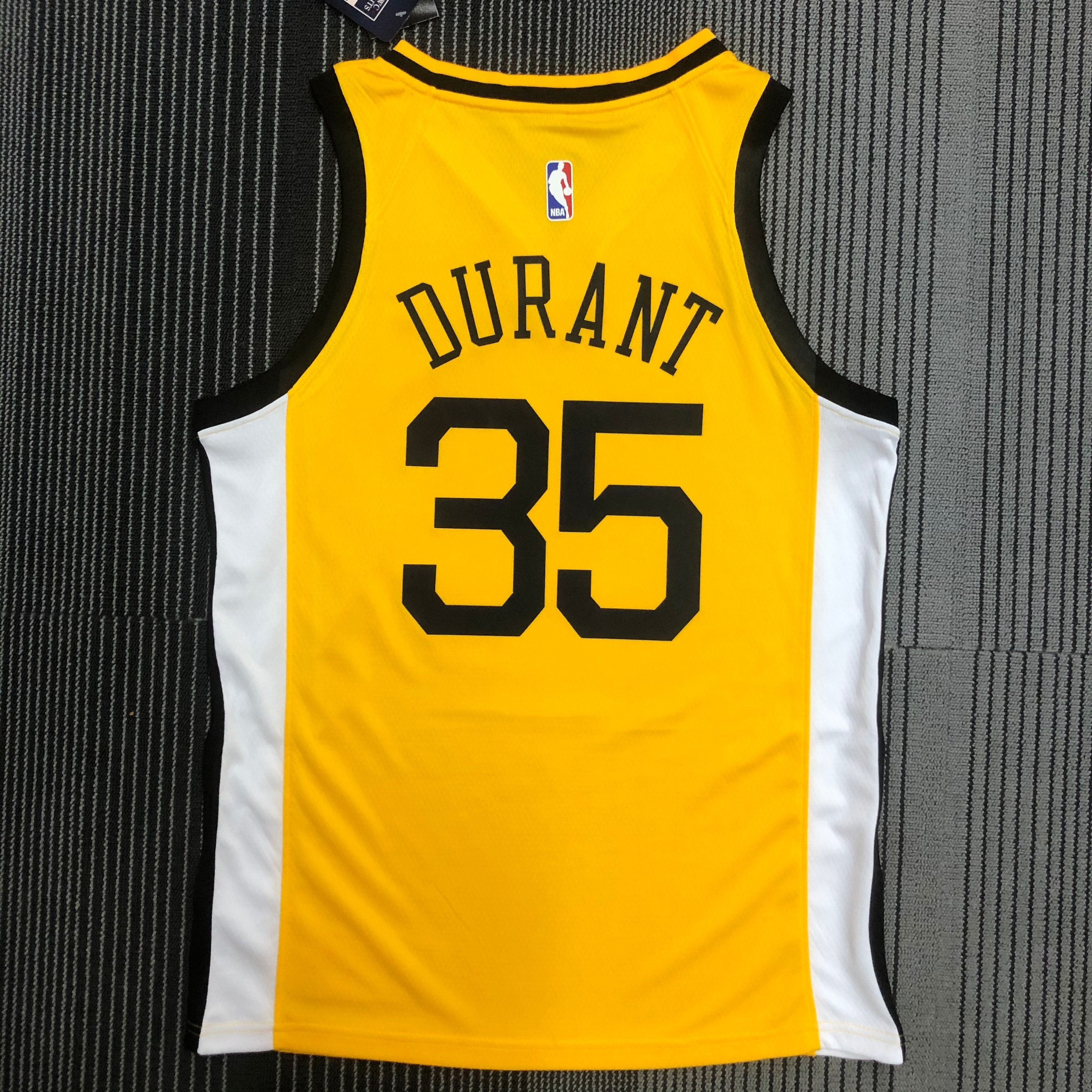 NBA Men Season 2018 Rewarding Version Golden State Warriors Yellow #35 Durant Jersey High Quality Name and Number Print - leoleo123123