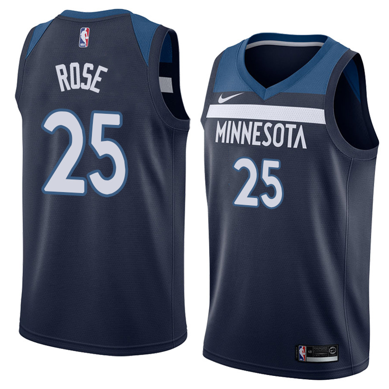 NBA Men Minnesota Timberwolves Dark Blue #25 ROSE Jersey High Quality Name and Number Print - leoleo123123