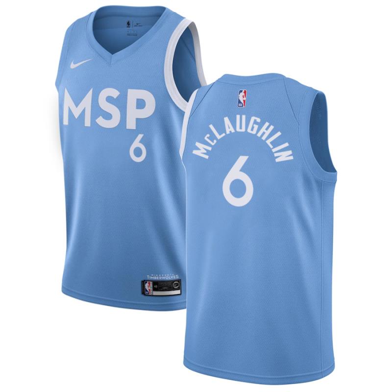 NBA Men Minnesota Timberwolves Light Blue City #6 McLAUGHLIN Jersey High Quality Name and Number Print - leoleo123123