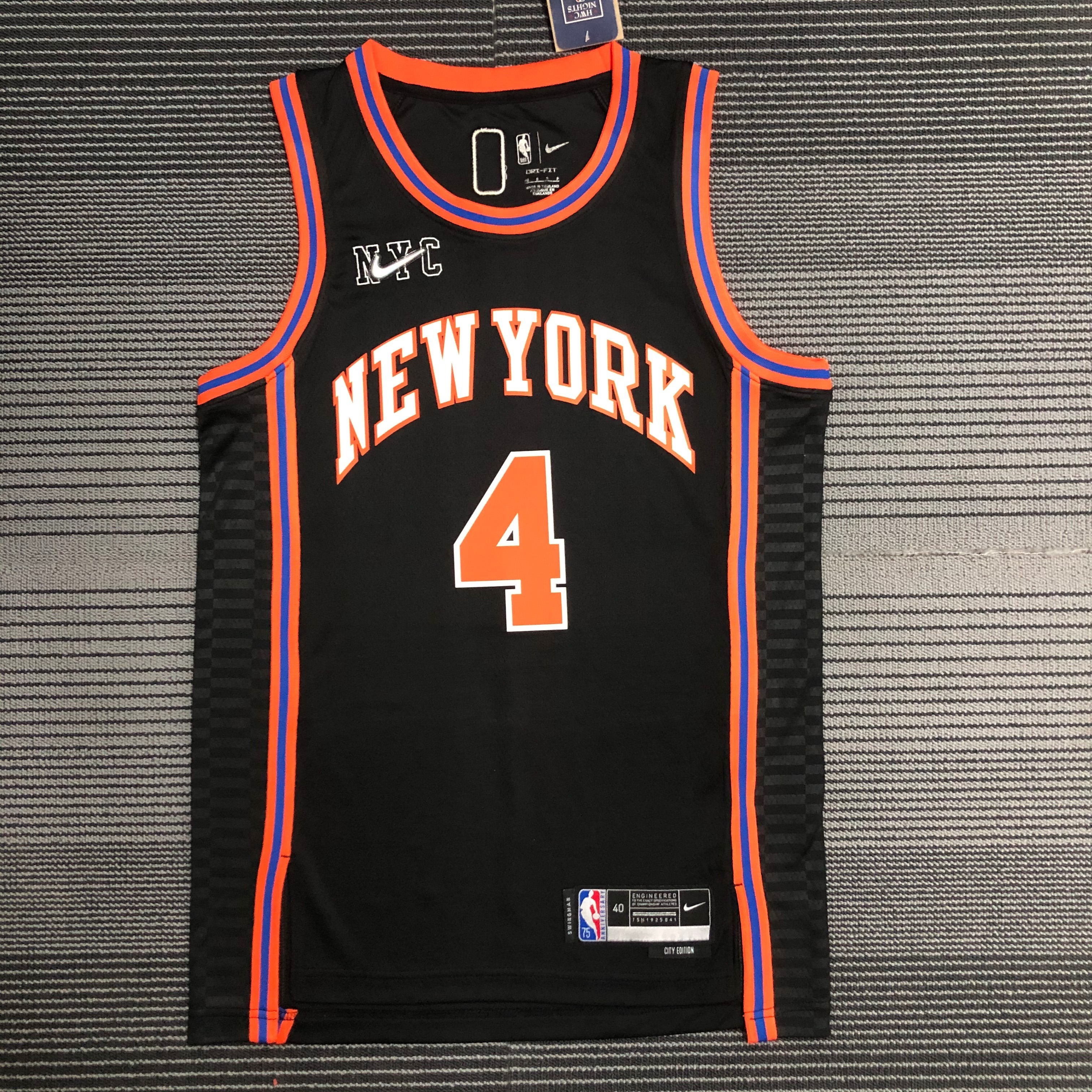 NBA Men 75th Anniversary Season 2022 New York Knicks Black #4 ROSE Jersey High Quality Name and Number Print - leoleo123123