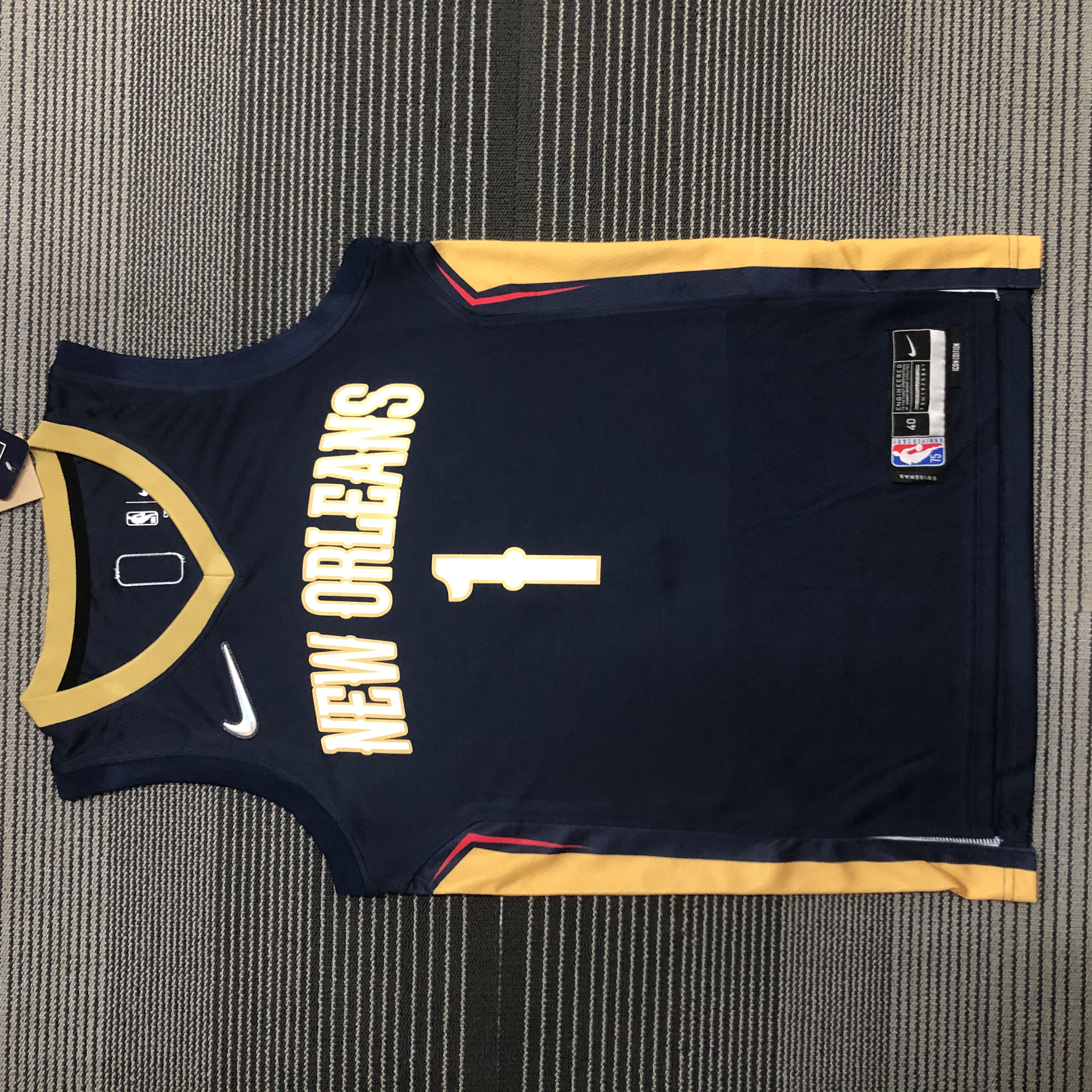 NBA Men 75th Anniversary New Orleans Pelicans Dark Blue #1 WILLIAMSON Jersey High Quality Name and Number Print - leoleo123123