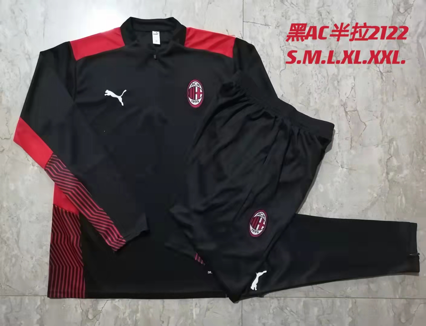 21-22 AC Milan Black Sweater Tracksuit Thai Quality - leoleo123123
