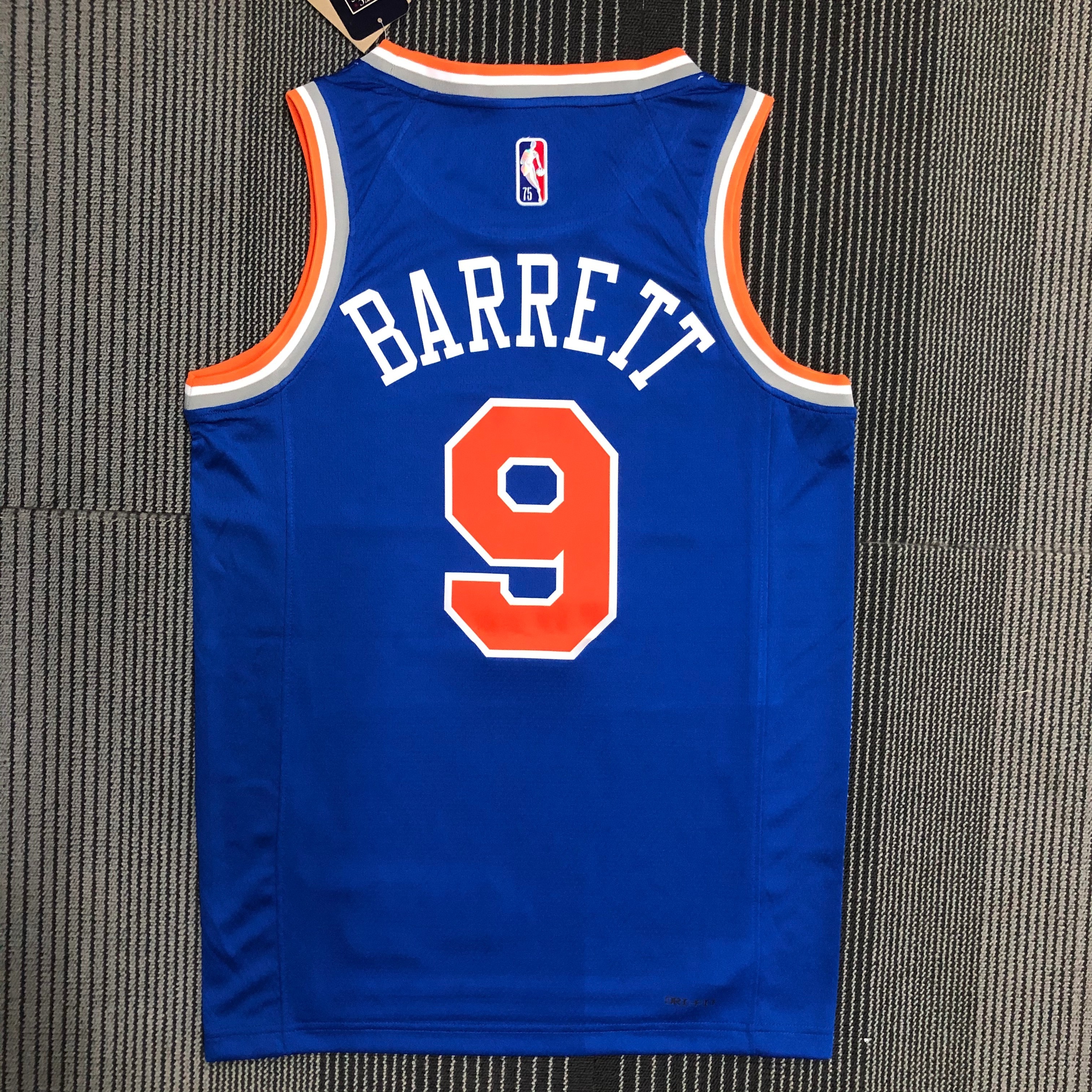 NBA Men 75th Anniversary New York Knicks Blue #9 BARRETT Jersey High Quality Name and Number Print - leoleo123123