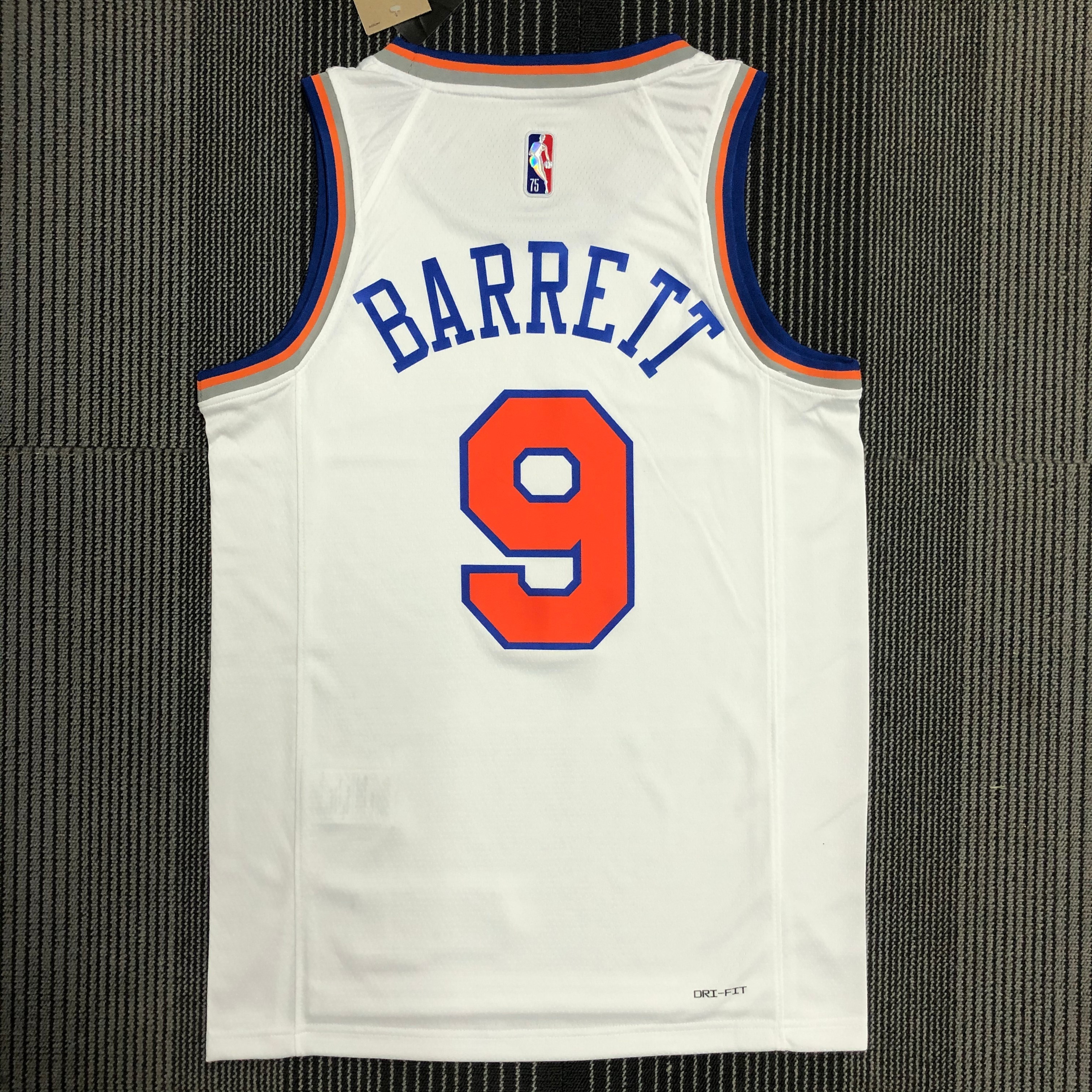 NBA Men 75th Anniversary New York Knicks White #9 BARRETT Jersey High Quality Name and Number Print - leoleo123123