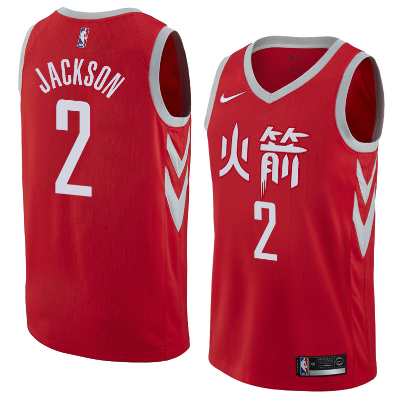 NBA Men Houston Rockets Red Jersey Chinese Version #2 JACKSON High Quality Name and Number Print - leoleo123123