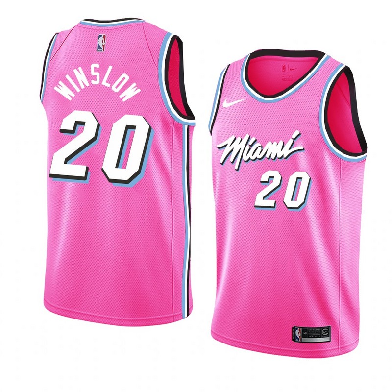 NBA Men Miami Heat Pink City #20 WINSLOW Jersey High Quality Name and Number Print - leoleo123123