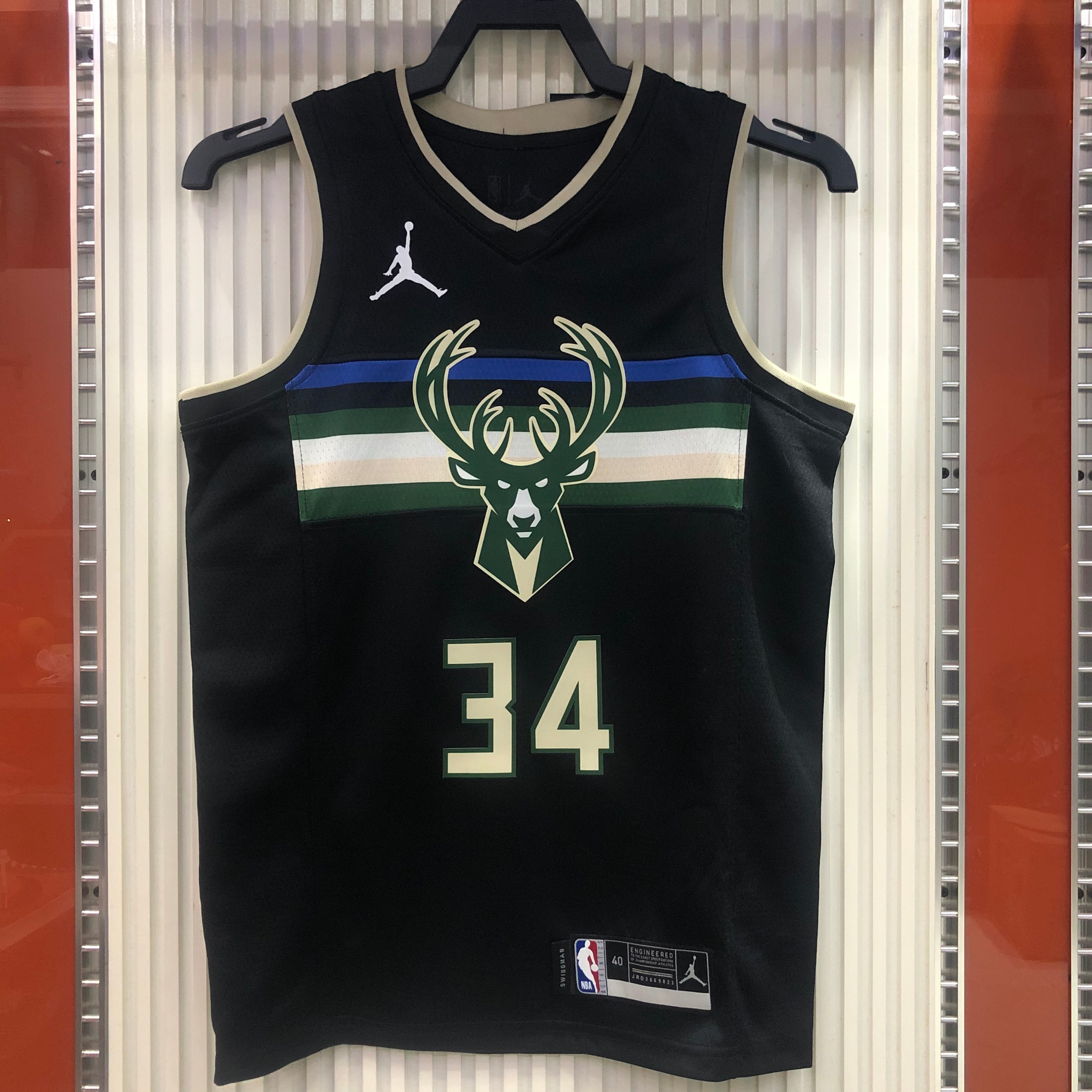 NBA Men Season 2021 Milwaukee Bucks Black ##34 ANTETOKOUNMPO Jersey with Jordan Logo High Quality Name and Number Print - leoleo123123