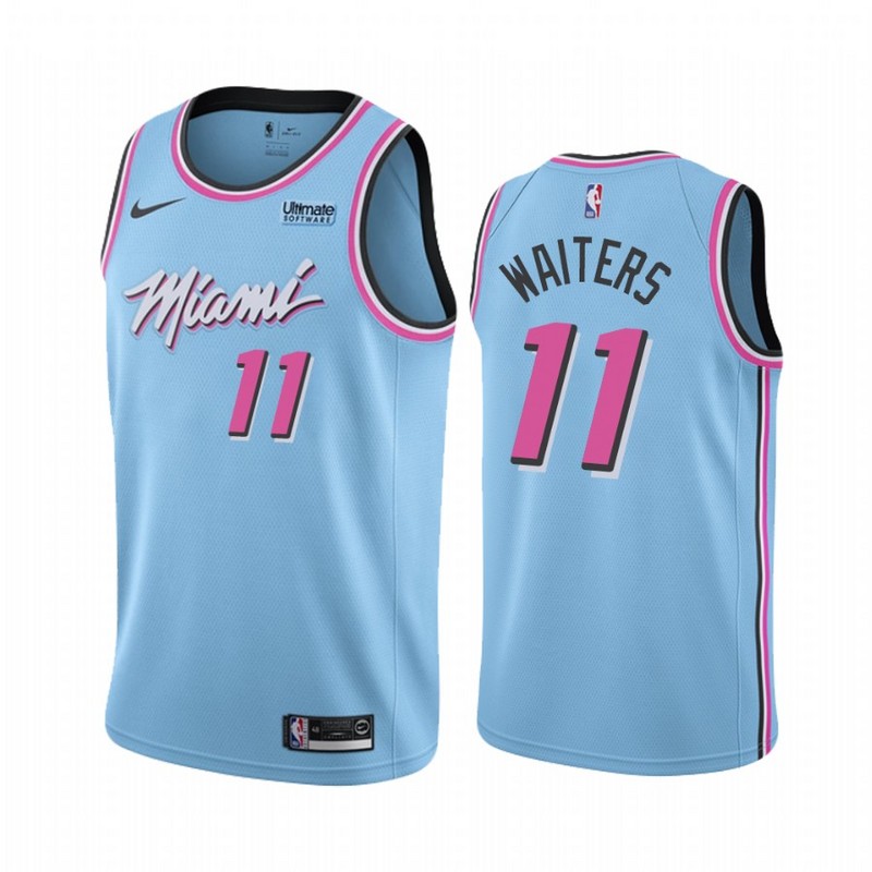 NBA Men Miami Heat Blue City #11 WAITERS Jersey High Quality Name and Number Print - leoleo123123