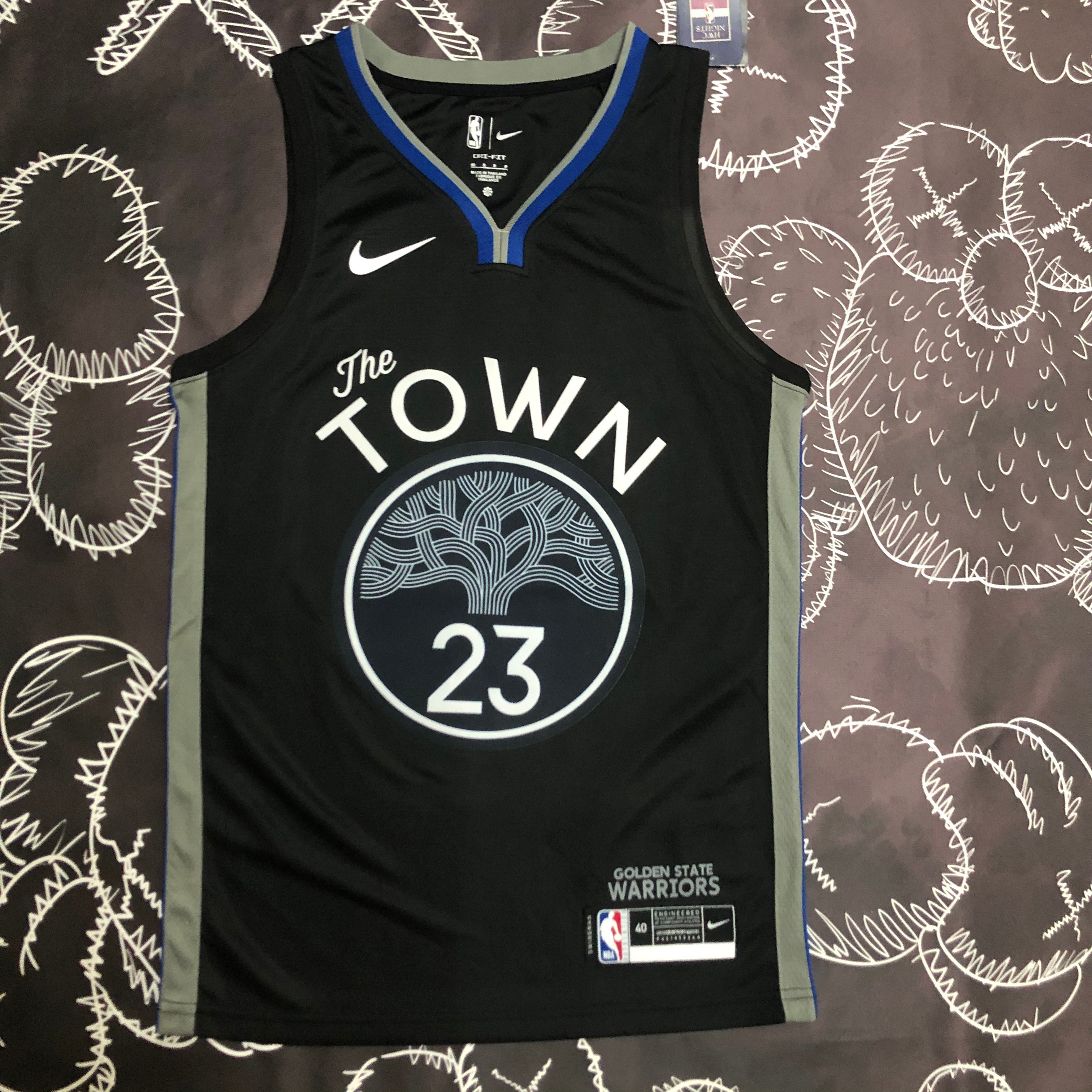 NBA Men Season 2020 Golden State Warriors Black Grey #23 GREEN Jersey High Quality Name and Number Print - leoleo123123