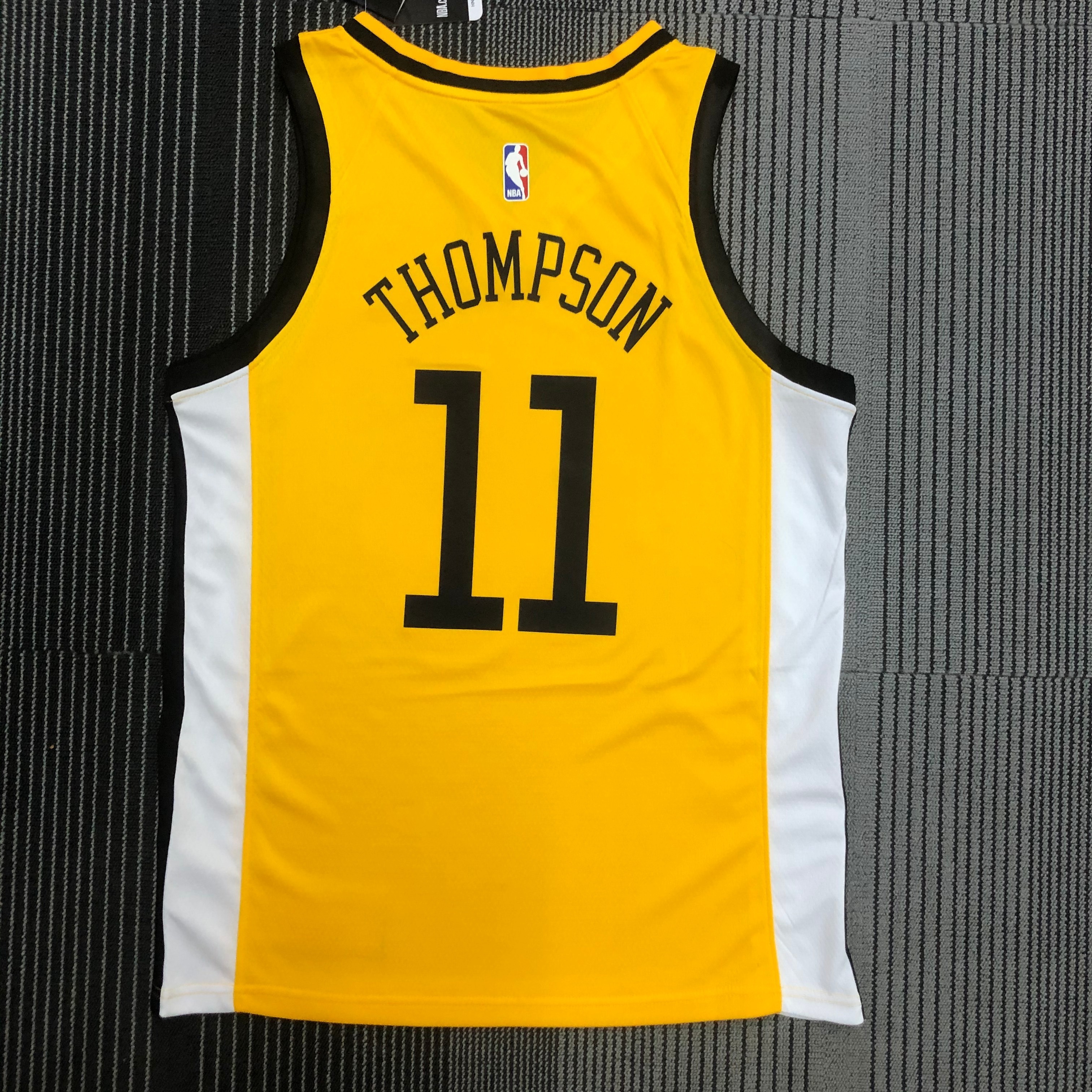 NBA Men Season 2018 Rewarding Version Golden State Warriors Yellow #11 THOMPSON Jersey High Quality Name and Number Print - leoleo123123