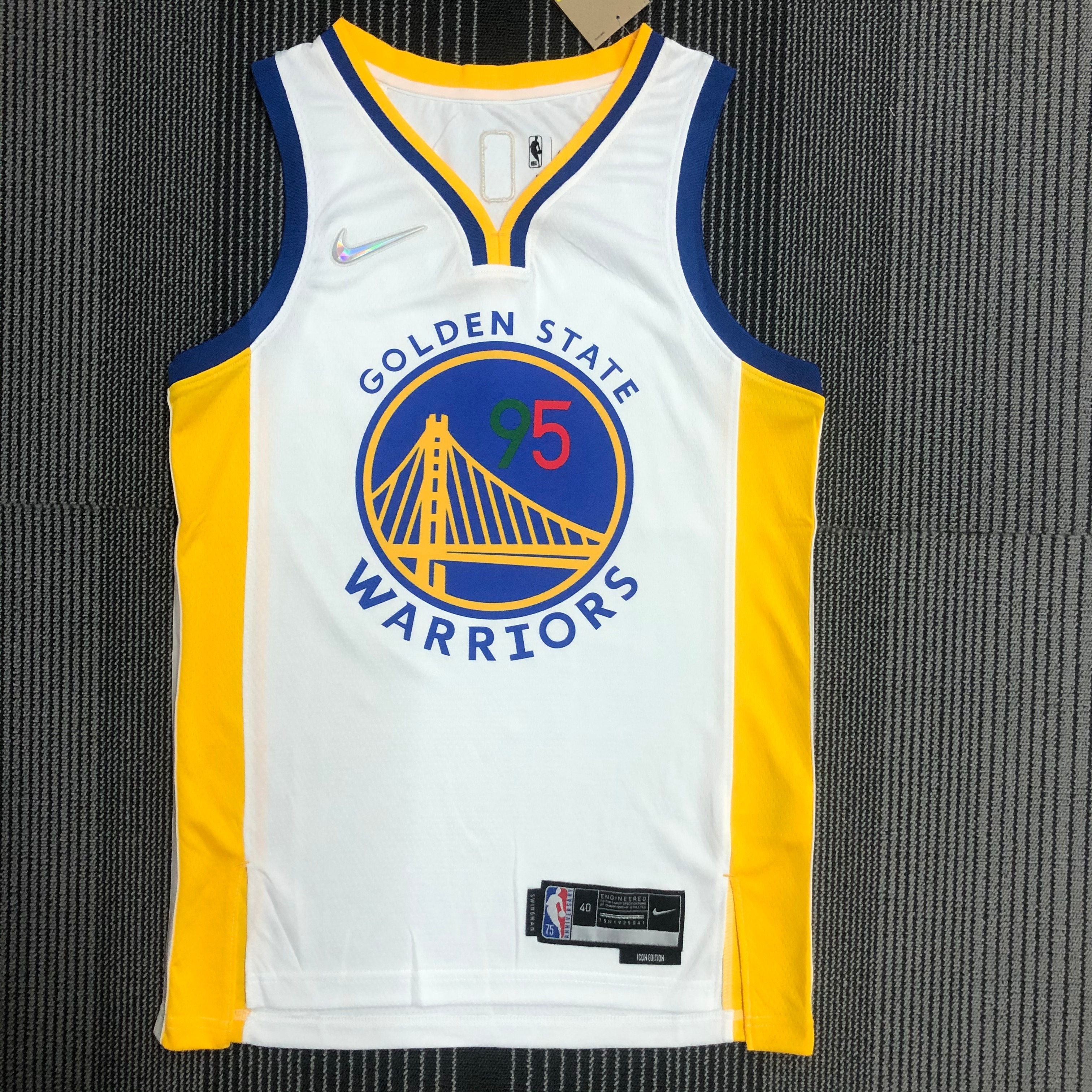 NBA Men 75th Anniversary Season 2022 Golden State Warriors Mexico Version White #95 TOSCANO Jersey High Quality Name and Number Print - leoleo123123