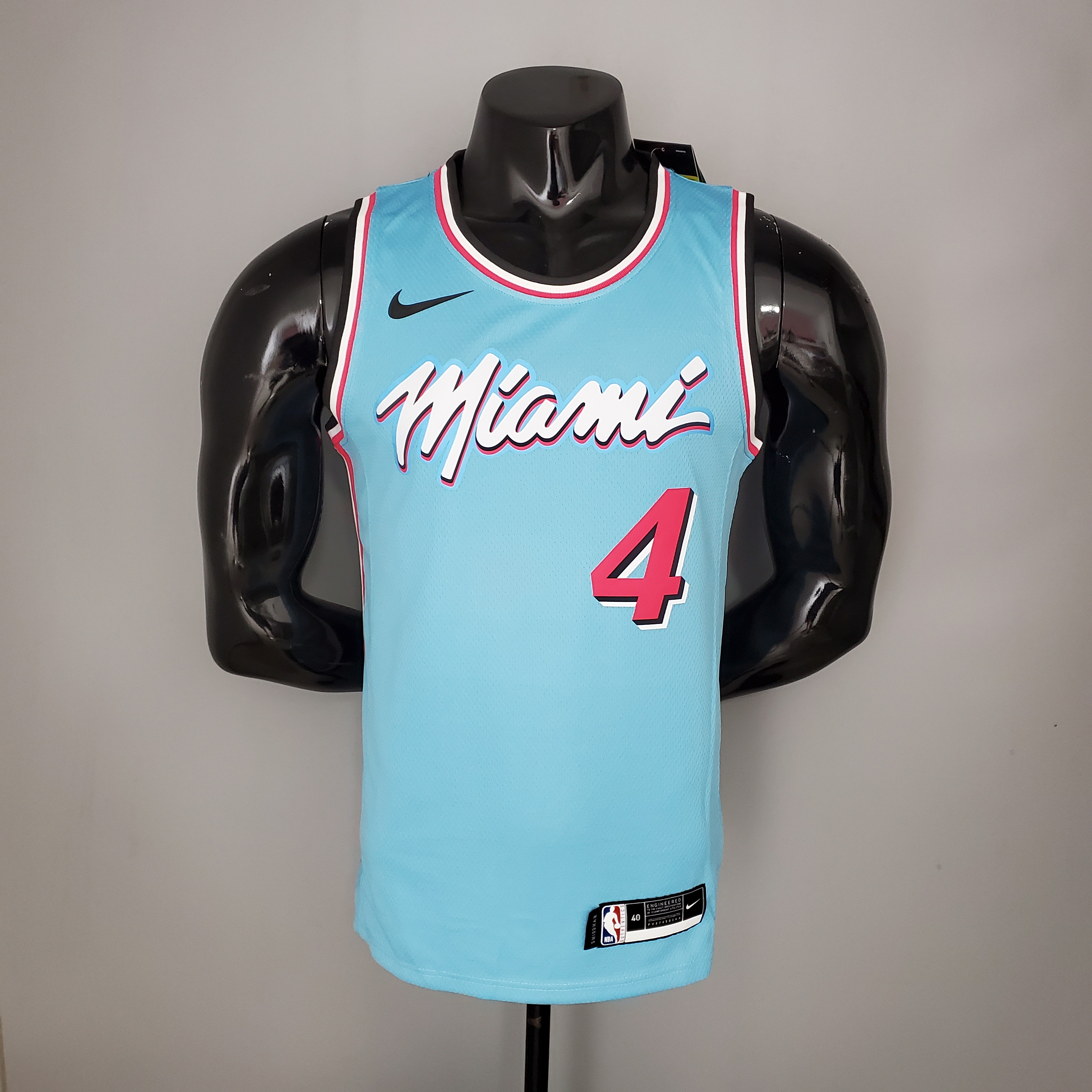 NBA Men Miami Heat Blue City #4 OLADIPO Jersey High Quality Name and Number Print - leoleo123123
