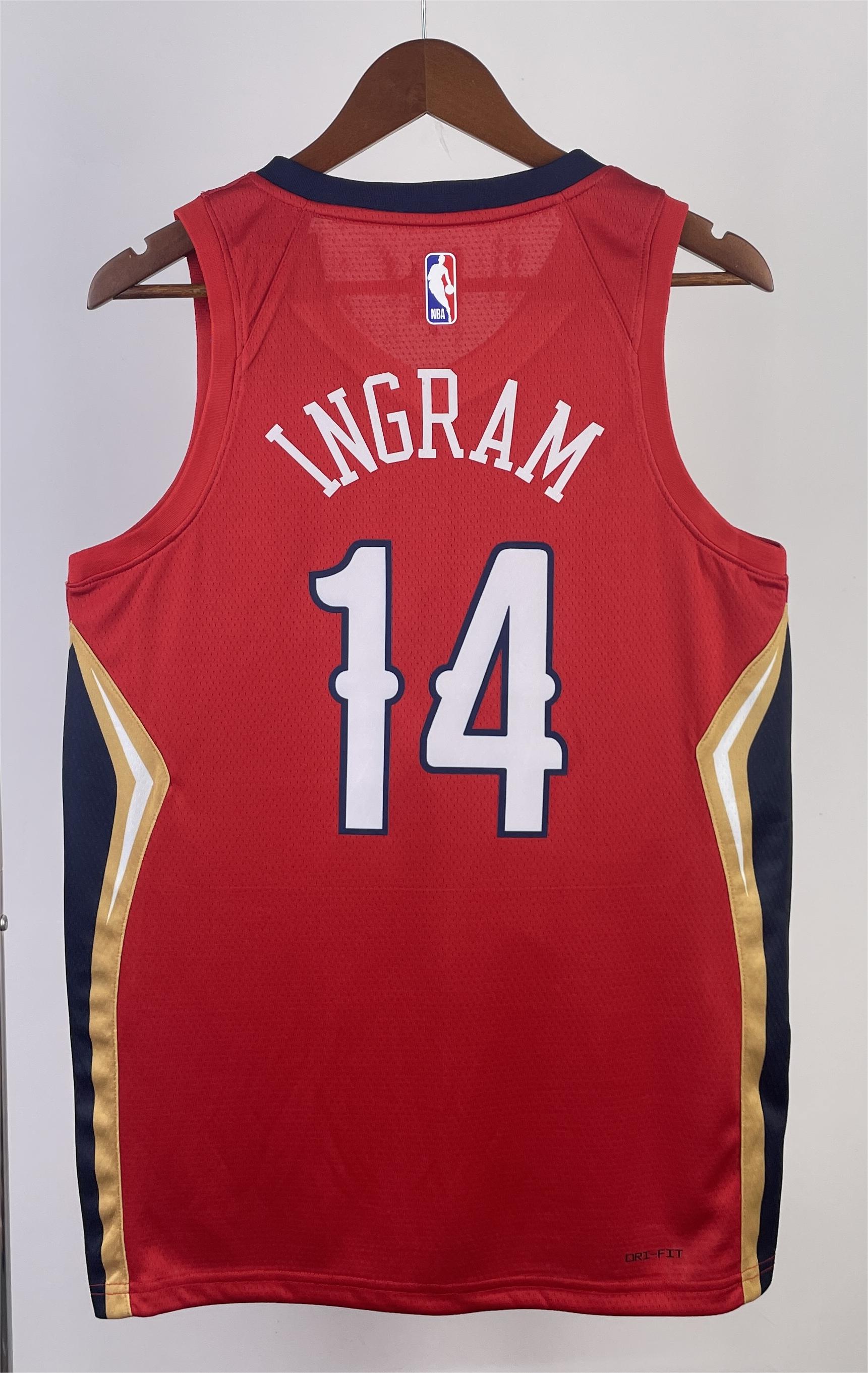 NBA Men 2022/23 New Orleans Pelicans Red with Jordan Logo #14 INGRAM Jersey High Quality Name and Number Print - leoleo123123