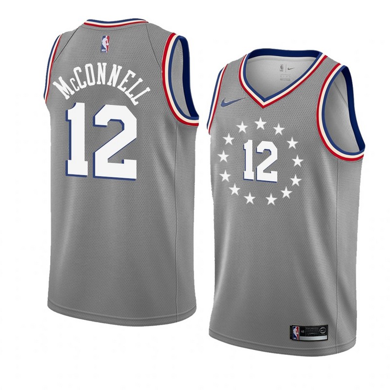 NBA Men Philadelphia 76ers Grey City #12 McCONNELL Jersey High Quality Name and Number Print - leoleo123123