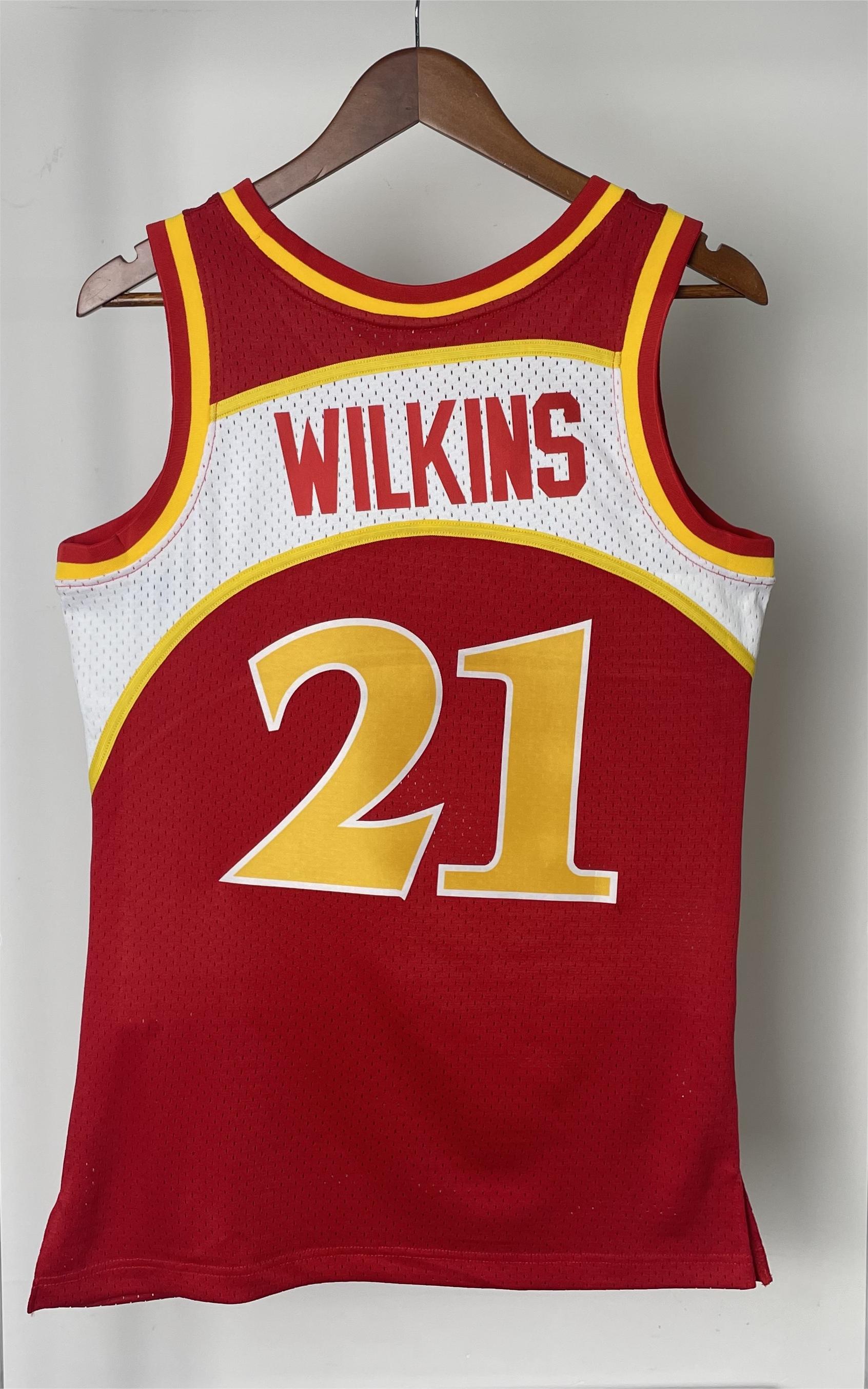 NBA Men 85-86 Atlanta Hawks Red #21 WILKINS Jersey High Quality Name and Number Print - leoleo123123
