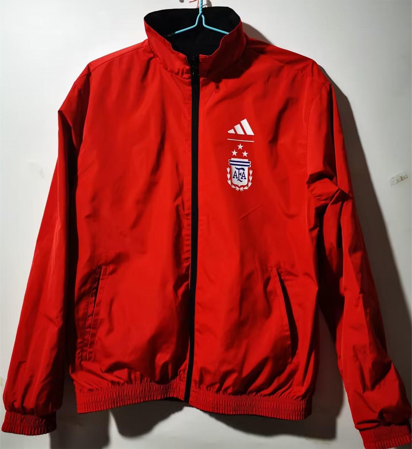 22/23 Argentina Windbreaker Jacket 3 Stars Black and Red Thai Quality - leoleo123123