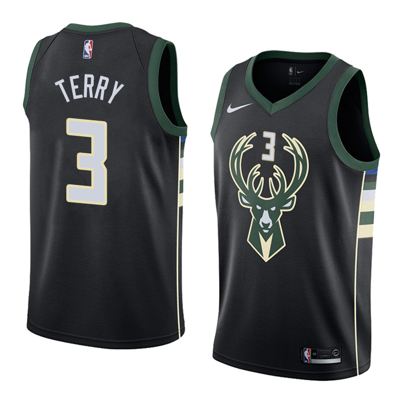 NBA Men Milwaukee Bucks Black #3 TERRY Jersey High Quality Name and Number Print - leoleo123123