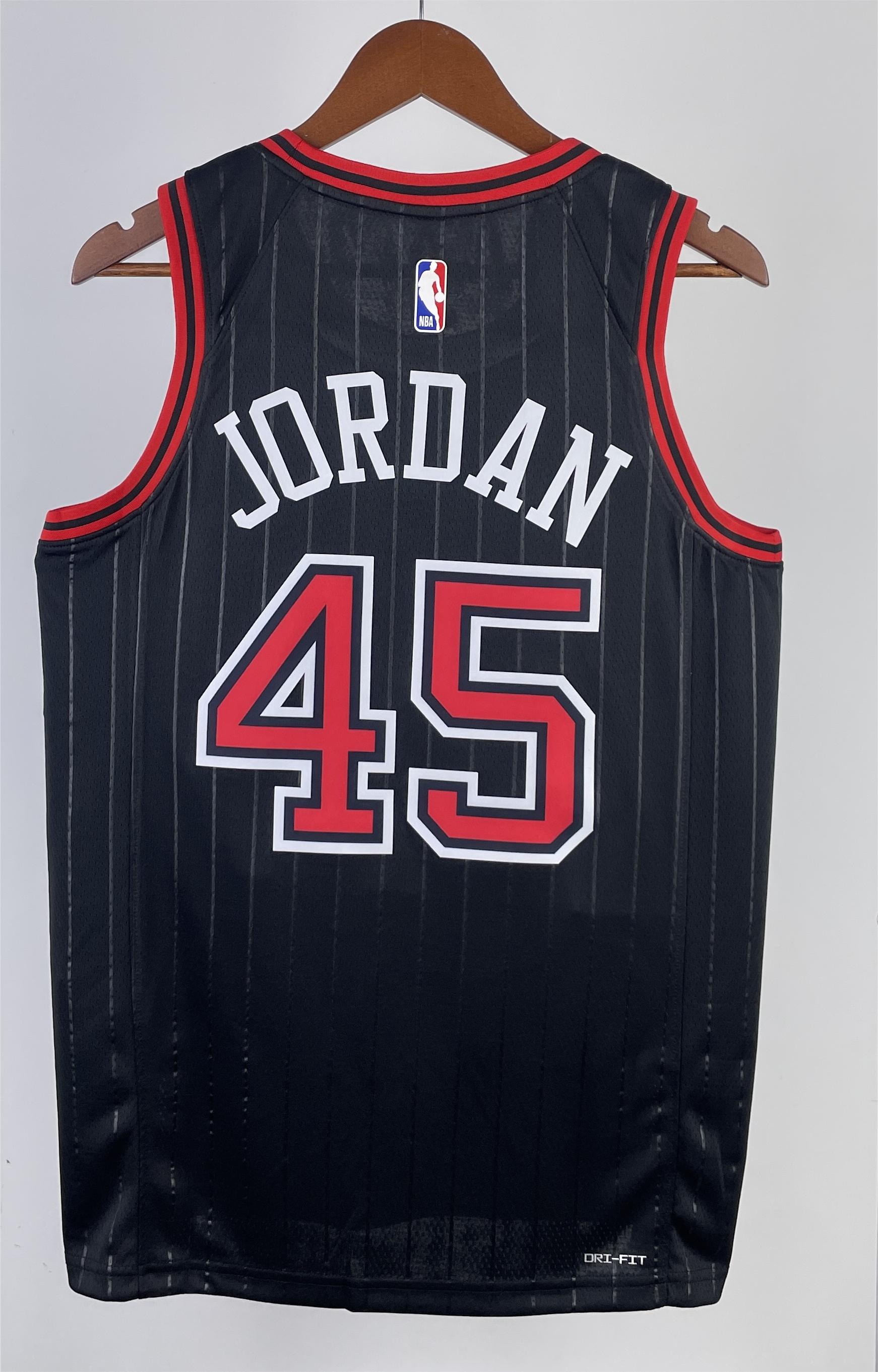 NBA Men 2023 Chicago Bulls Black with Jordan Logo #45 JORDAN Jersey High Quality Name and Number Print - leoleo123123