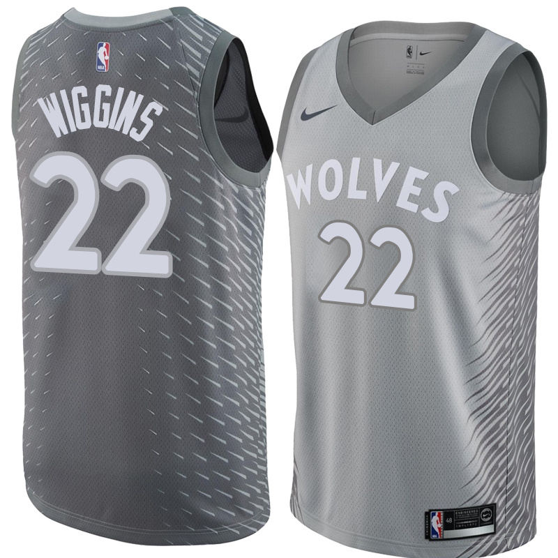 NBA Men Minnesota Timberwolves Grey City #22 WIGGINS Jersey High Quality Name and Number Print - leoleo123123