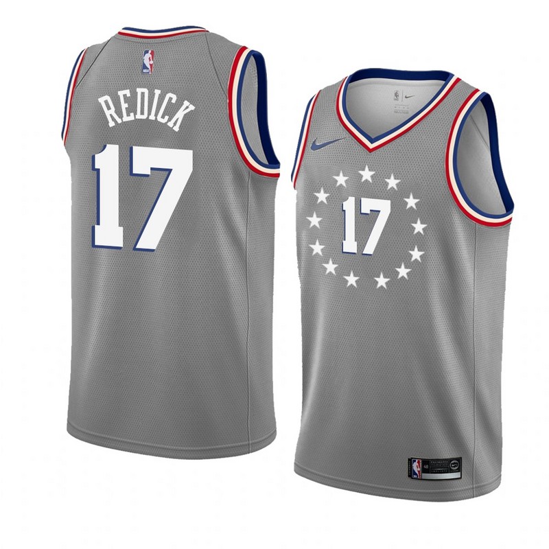 NBA Men Philadelphia 76ers Grey City #17 REDICK Jersey High Quality Name and Number Print - leoleo123123