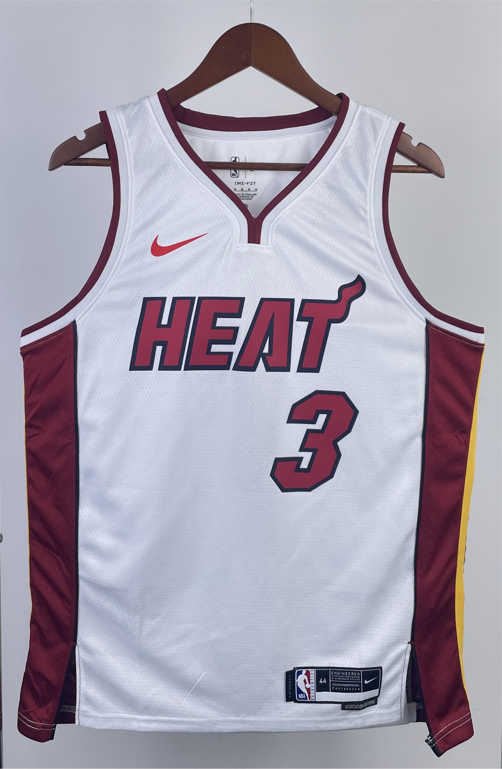NBA Men Season 2023 Miami Heat White #3 WADE Jersey High Quality Name and Number Print - leoleo123123