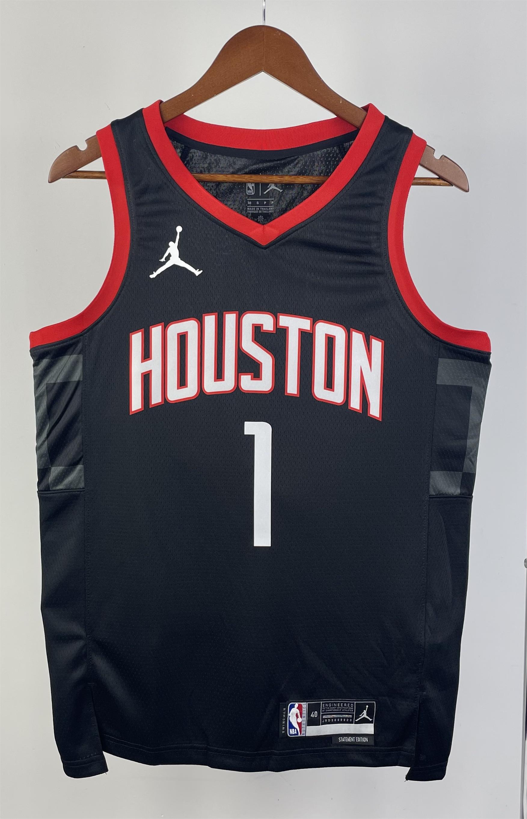 NBA Men 2024 Houston Rockets Black #1 MCGRADY Classics Swingman Jersey - leoleo123123