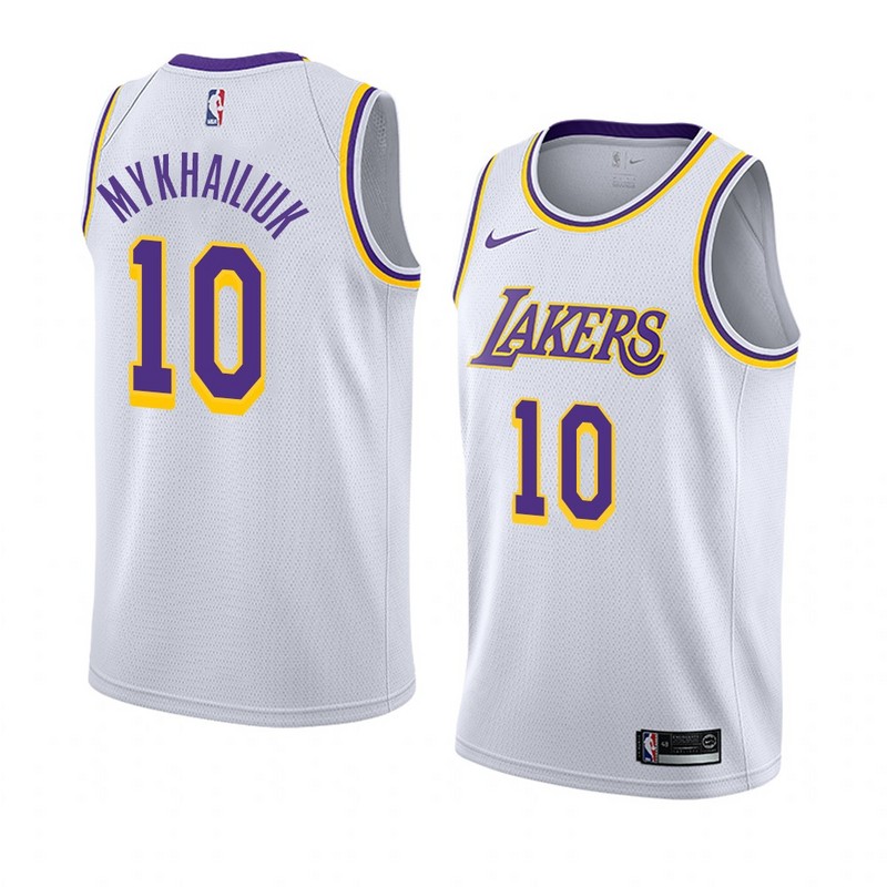 NBA Men Los Angeles Lakers #10 MYKHAILIUK Retro White Round Neck Jersey High Quality Name and Number Print - leoleo123123
