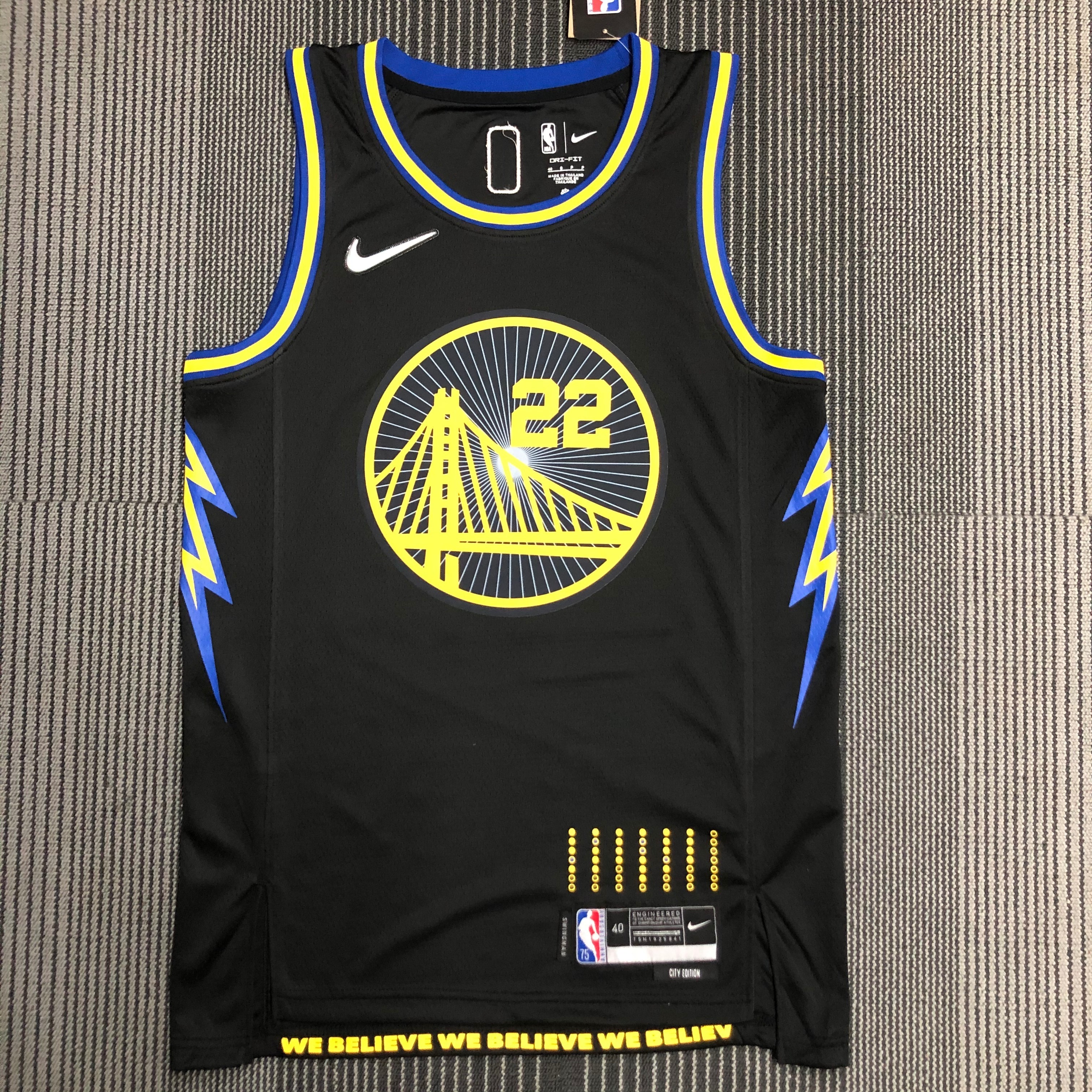 NBA Men 75th Anniversary Season 2022 Golden State Warriors Black #22 WIGGINS Jersey High Quality Name and Number Print - leoleo123123