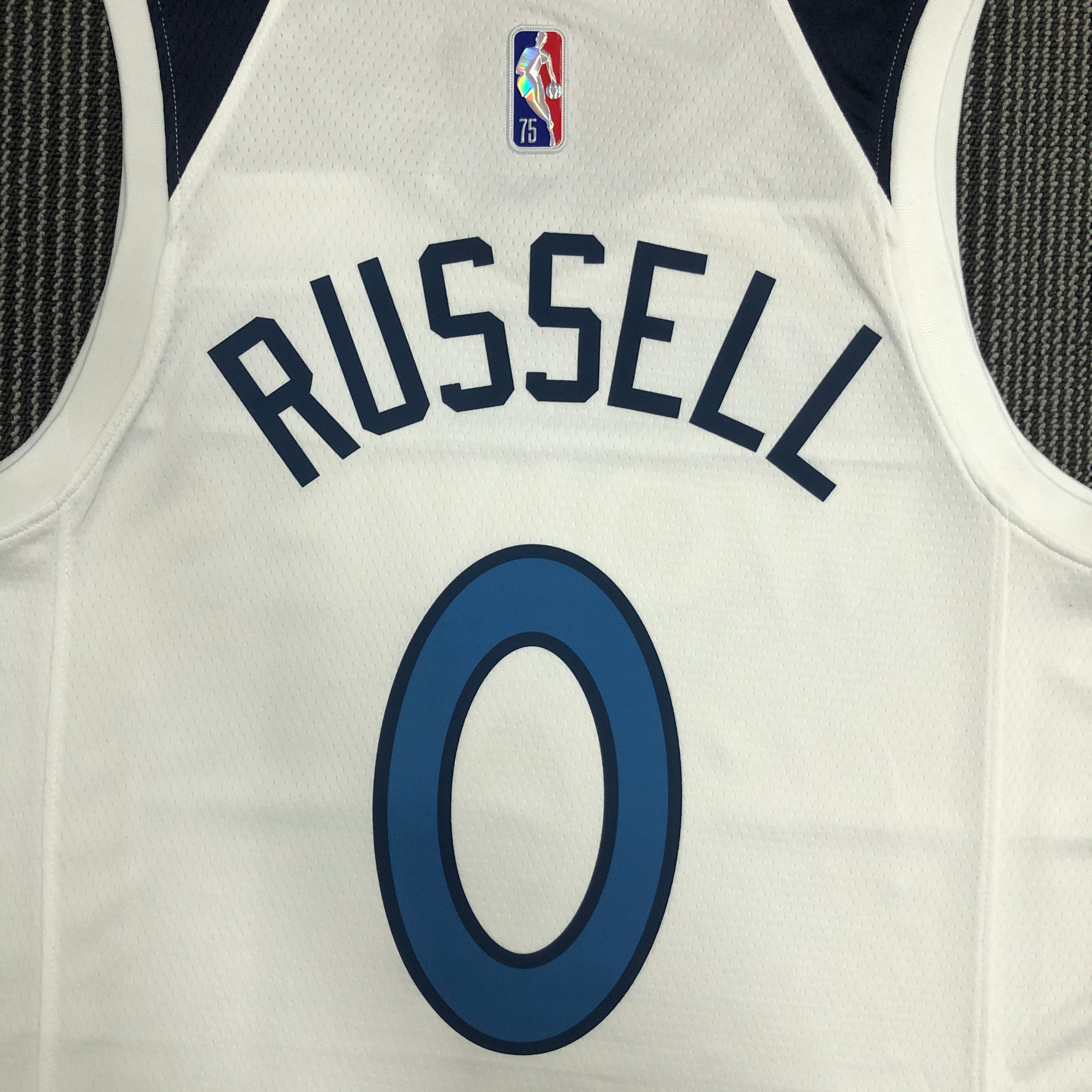 NBA Men 75th Anniversary Minnesota Timberwolves White #0 RUSSELL Jersey High Quality Name and Number Print - leoleo123123