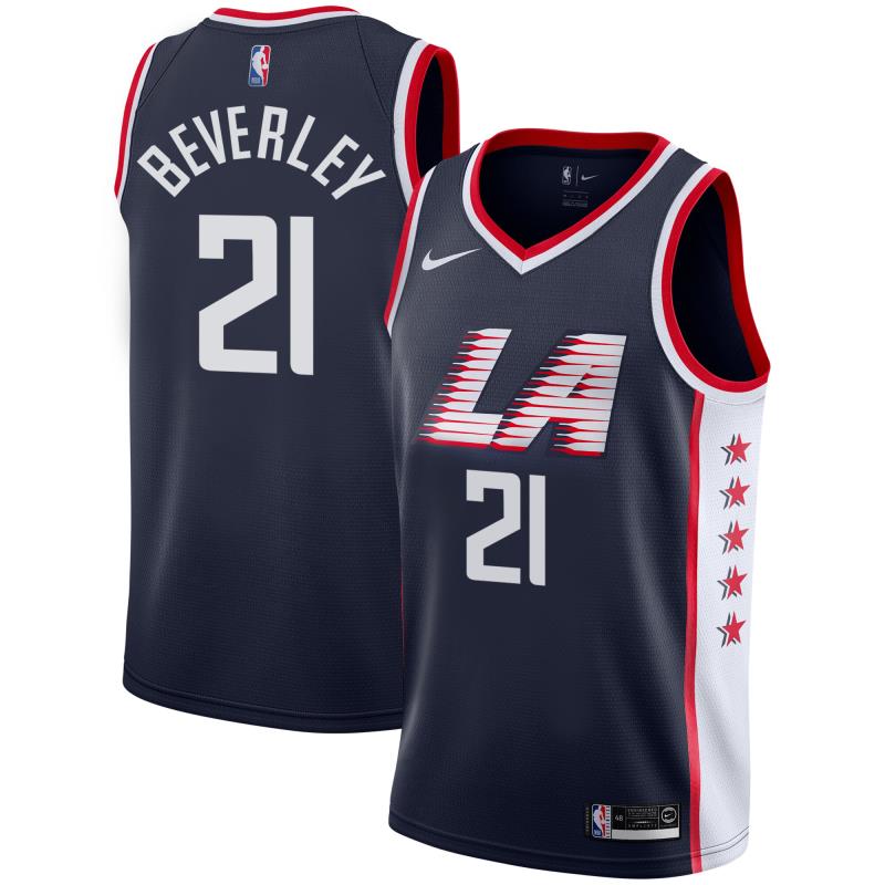NBA Men Los Angeles Clippers Dark Blue City #21 BEVERLEY Jersey High Quality Name and Number Print - leoleo123123