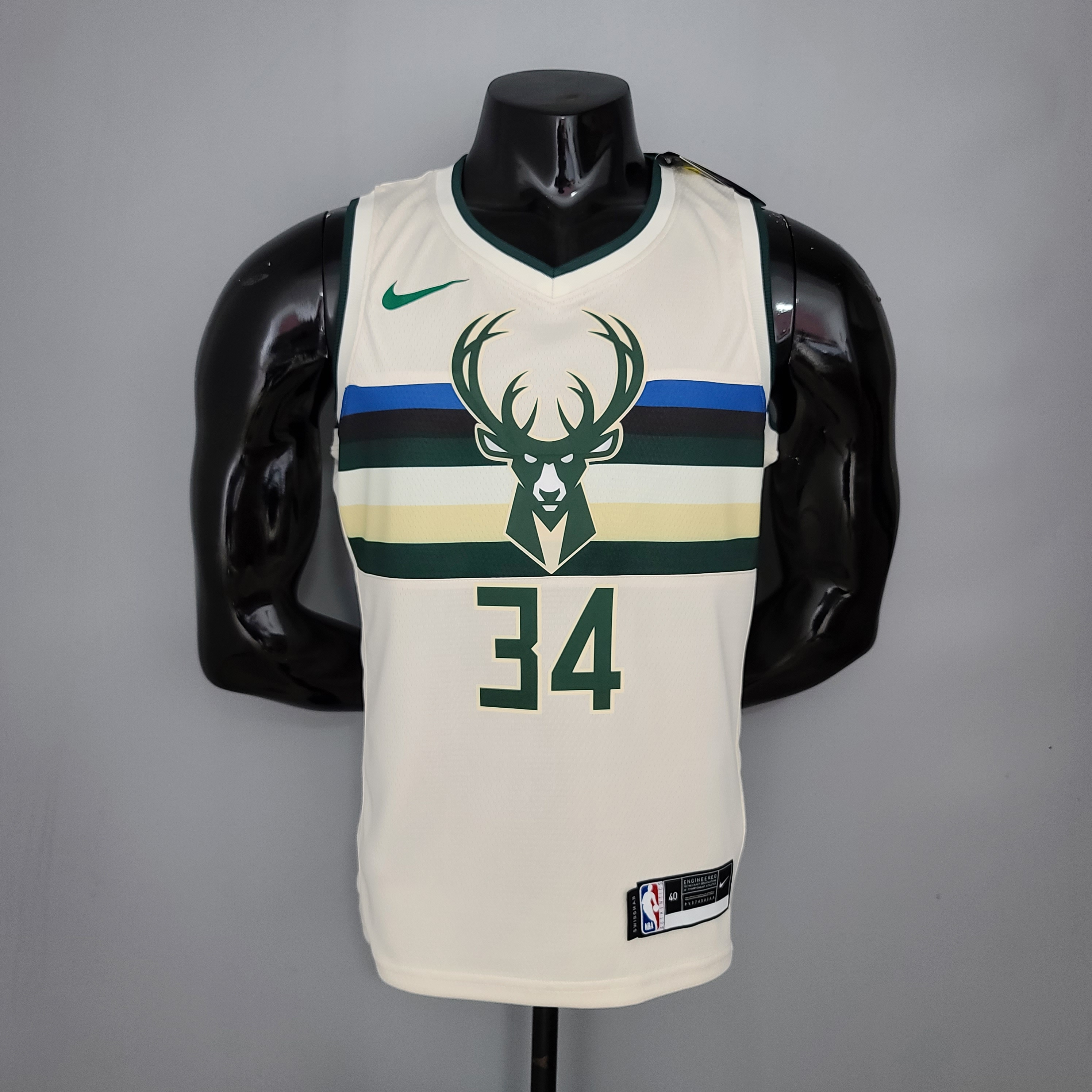 NBA Men Milwaukee Bucks Beige #34 ANTETOKOUNMPO Jersey High Quality Name and Number Print - leoleo123123