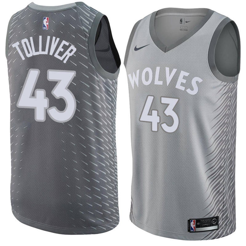 NBA Men Minnesota Timberwolves Grey City #43 TOLLIVER Jersey High Quality Name and Number Print - leoleo123123
