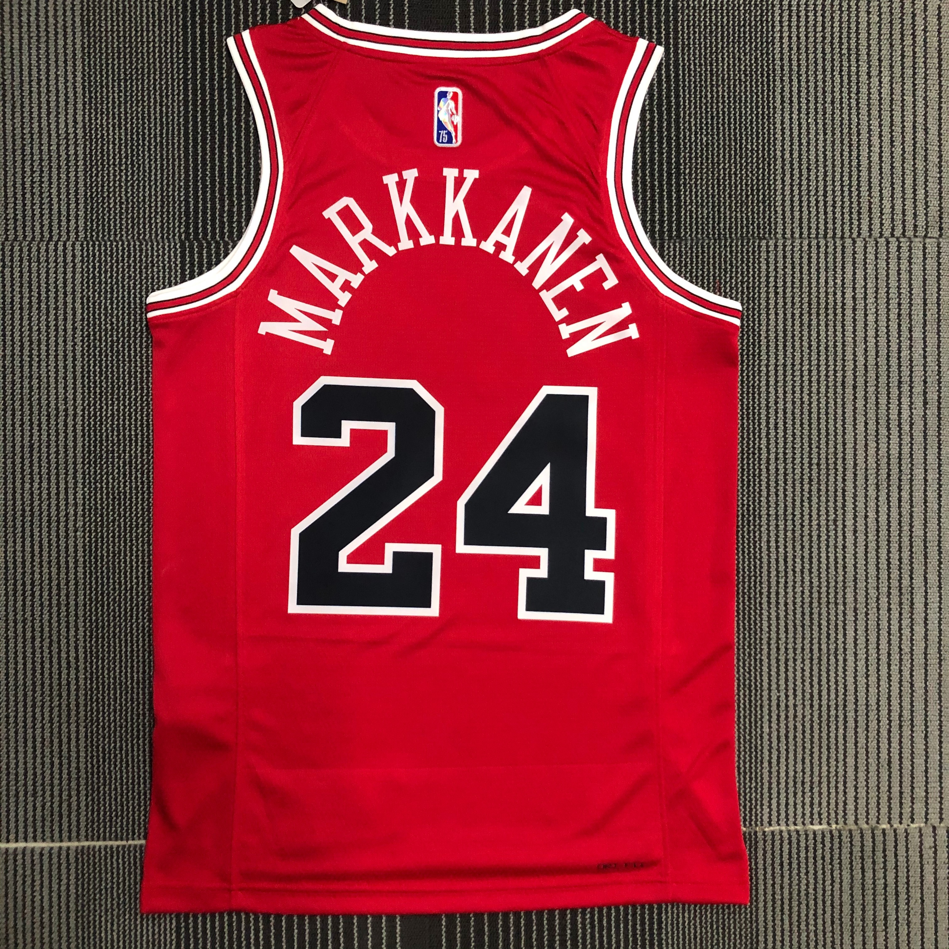 NBA Men 75th Anniversary Chicago Bulls Red #24 MARKKANEN Jersey High Quality Name and Number Print - leoleo123123