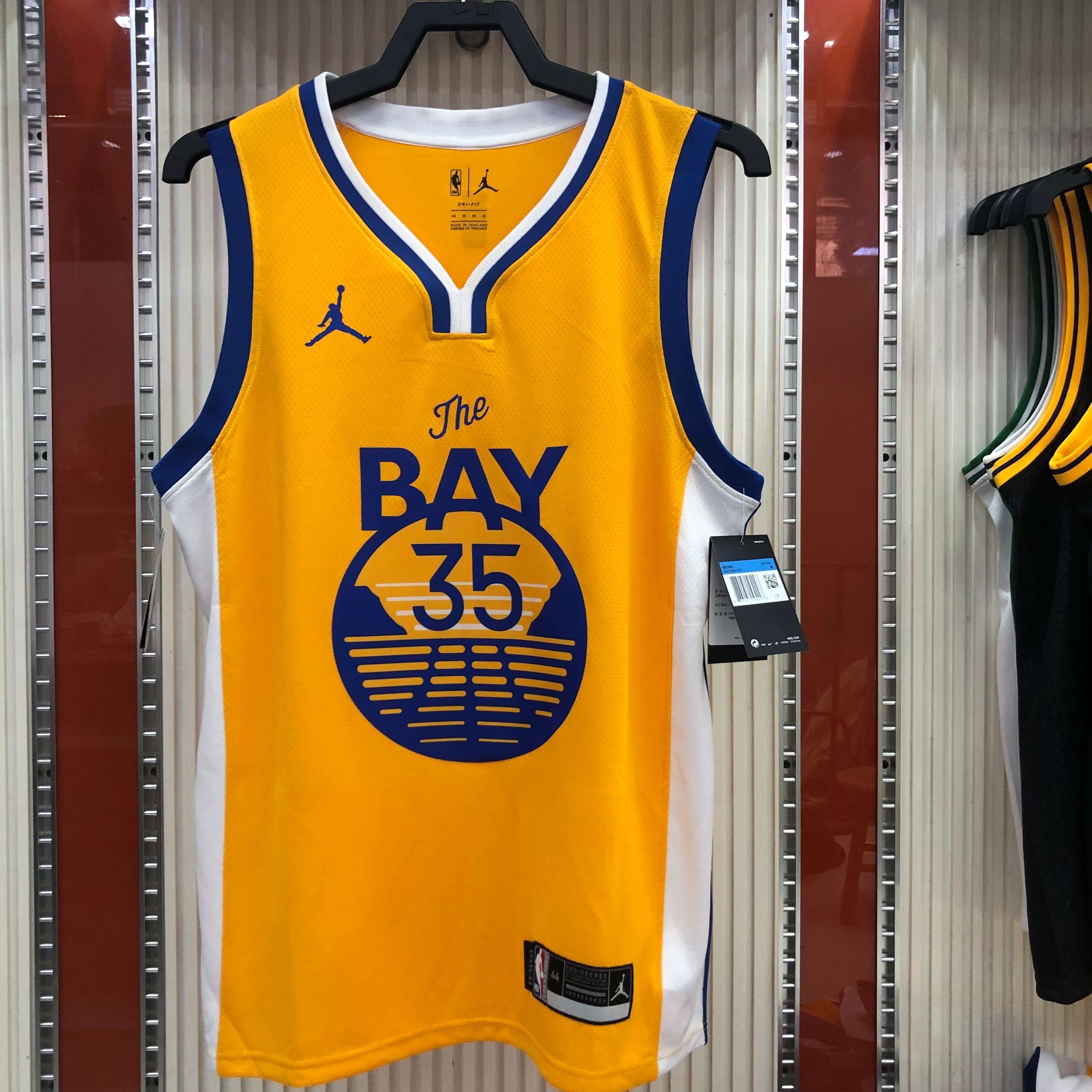 NBA Season 2021 Men Golden State Warriors #35 DURANT Yellow Jersey wih Jordan Logo High Quality Name and Number Print - leoleo123123